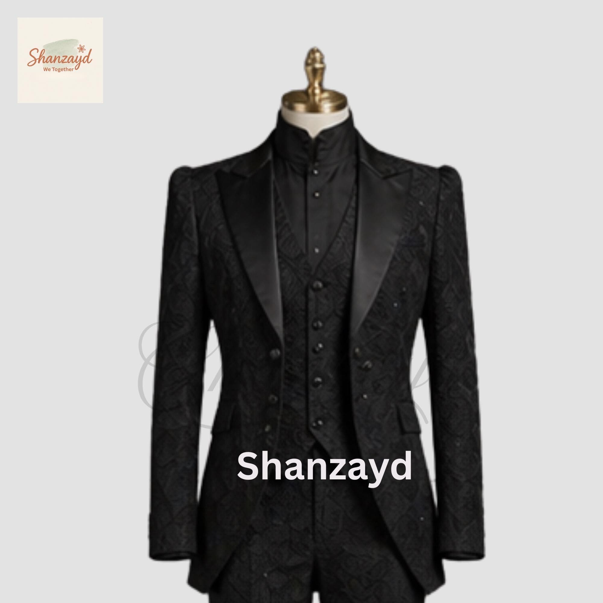 Womens Black Brocade Suit Gothic Victorian Blazer Set Formal 3 Piece Suit Women Tailored Jacket Vest Pants Elegant Wedding Outfit Women - image 5