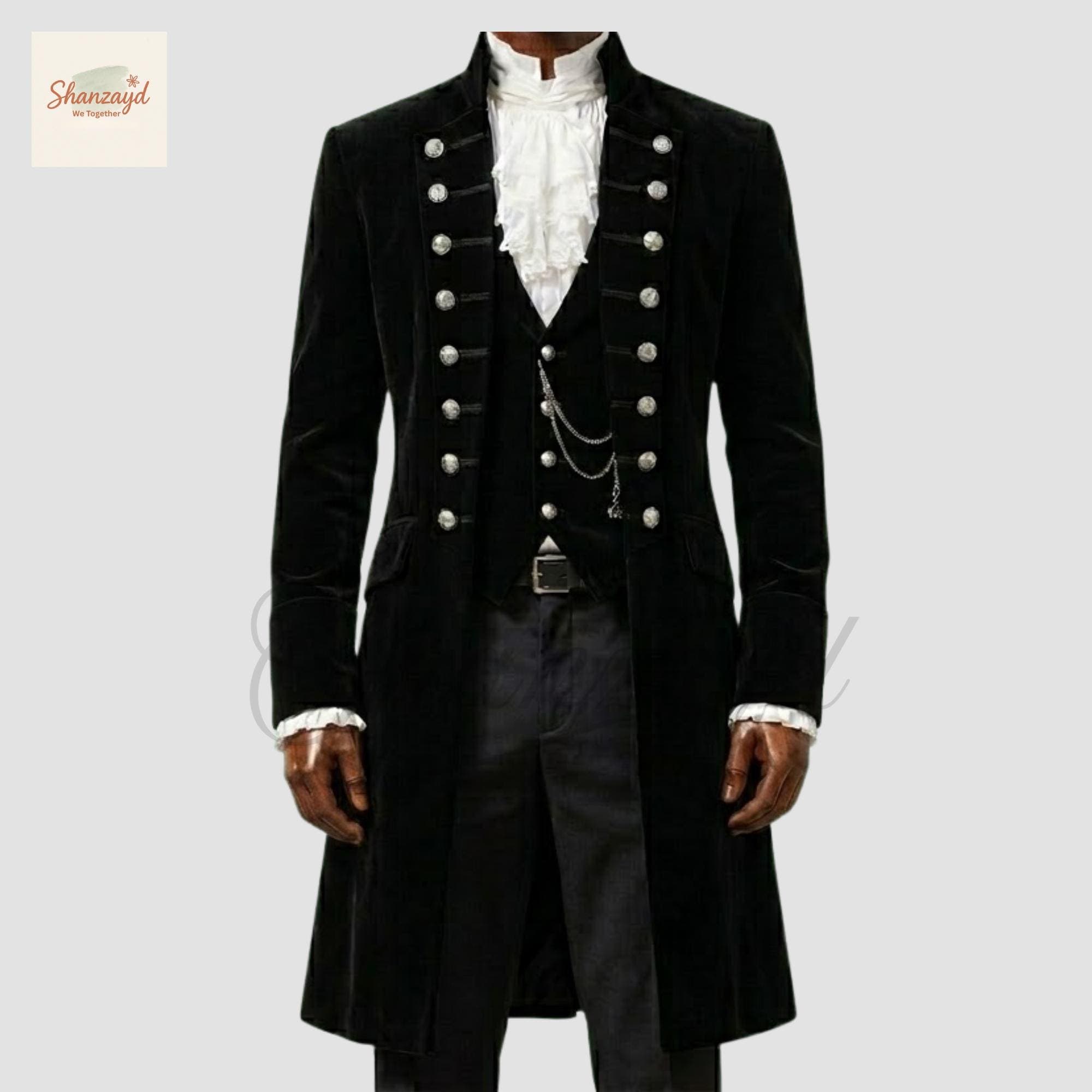 Mens Victorian Gothic Frock Coat Suit, Black Velvet Tailcoat, Steampunk Wedding Suit, Regency Formal Outfit, Vintage Style Coat, Custom Made - image 5