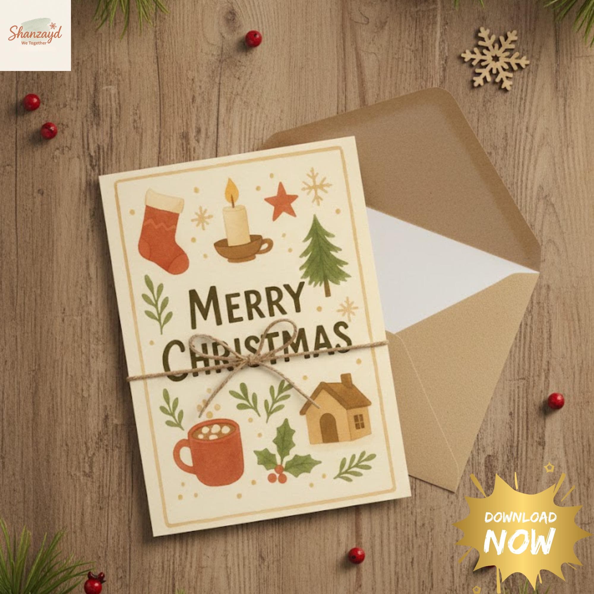Merry Christmas Card  • Kids Christmas Card • Personalized Christmas Card • 5x7 PDF • Instant Download