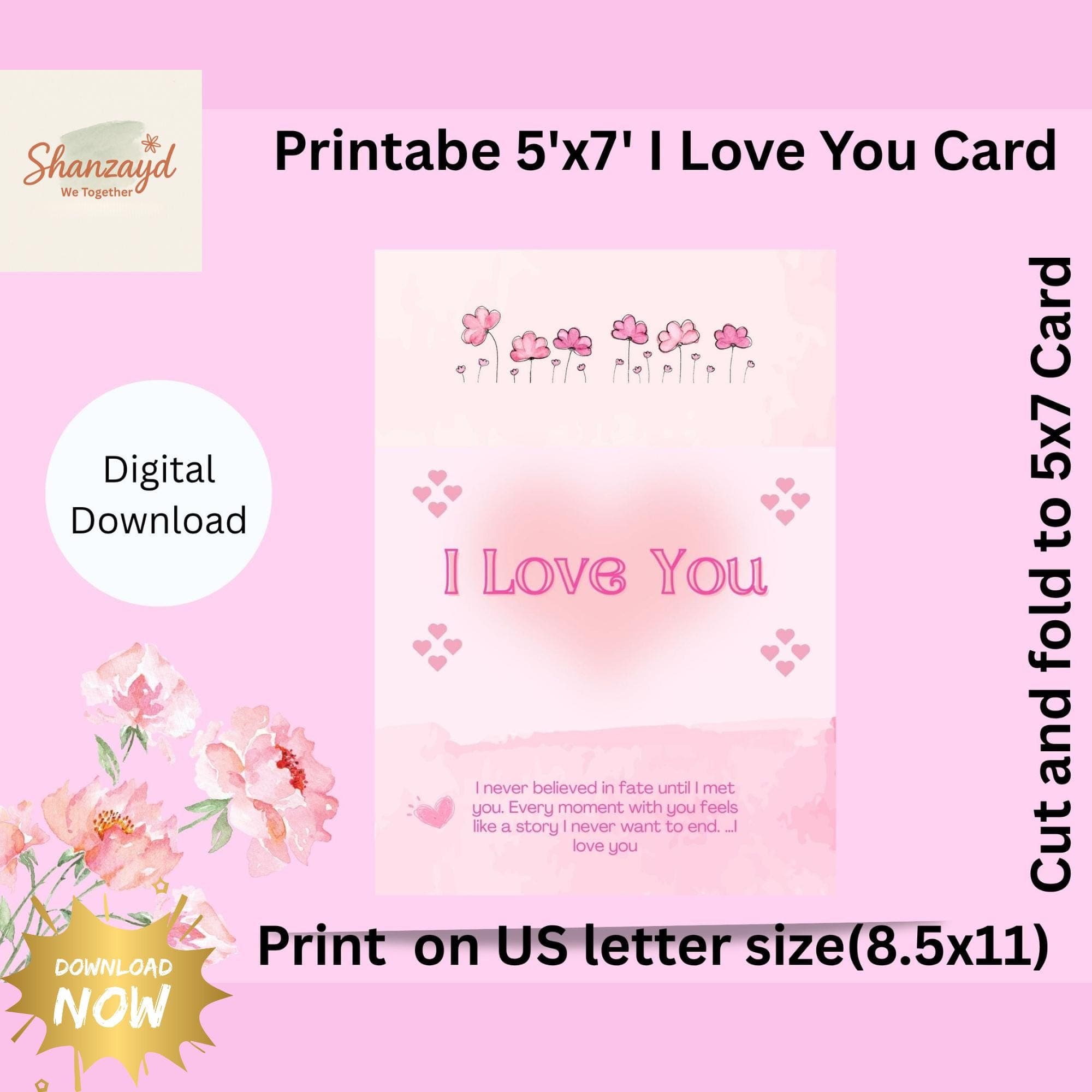 Romantic Birthday Card Printable Wife Husband Girlfriend Boyfriend Valentines Love Card PDF Instant Download Happy Birthday Card - image 3