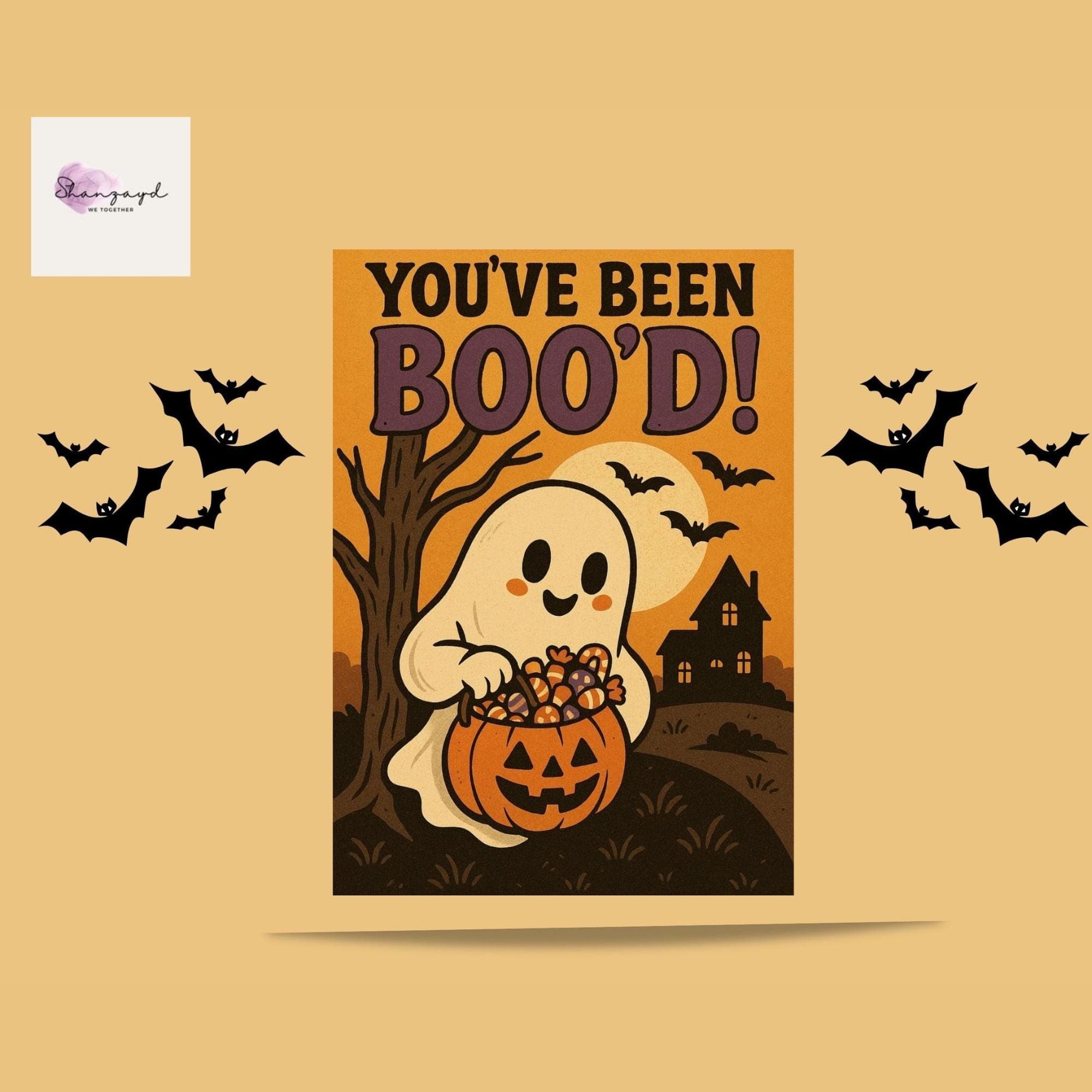 Halloween Card-Boo’d Card–Cute Halloween-Ghost Halloween Printable-Trick or Treat-Greeting Card-Instant Download -Spooky Surprise - image 4