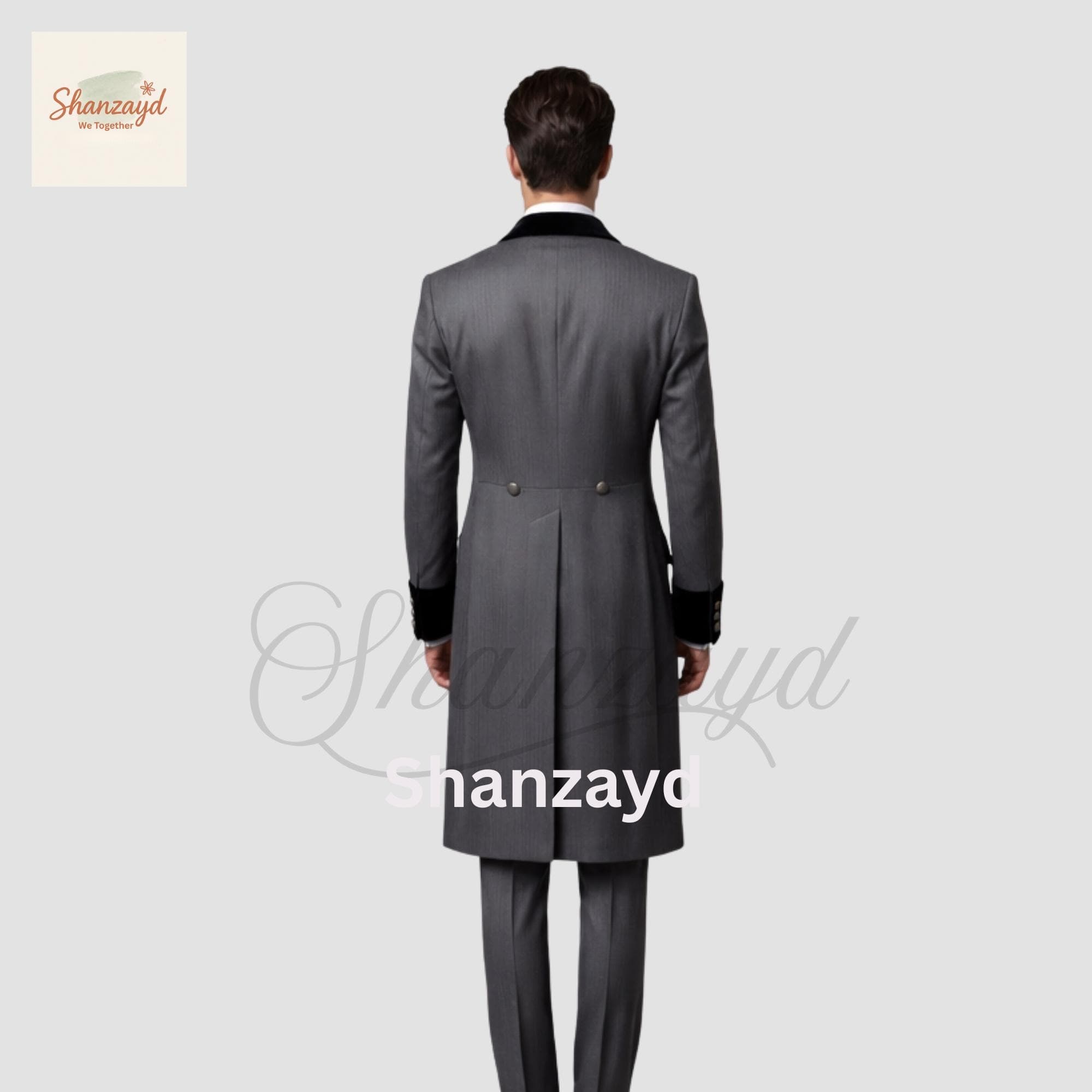 Grey Victorian Frock Coat Suit Mens, Gothic Tailcoat Wedding Suit, Regency Formal Outfit, Double Breasted Long Coat, Custom Made Suit - image 3