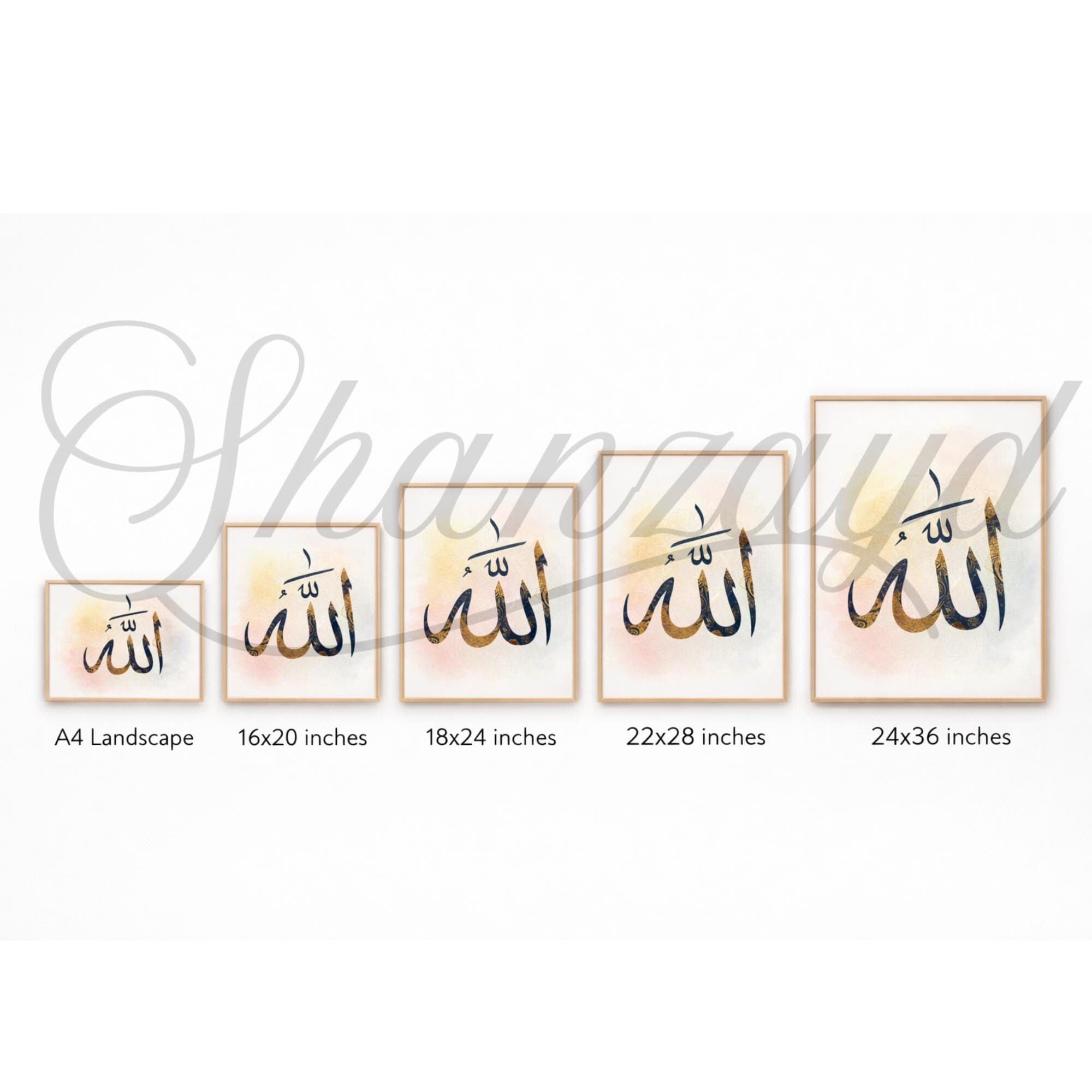 Allah Islamic Calligraphy Wall Art ,Modern Arabic Calligraphy Poster ,Muslim Home Decor, Quran Inspired Digital Download - image 5