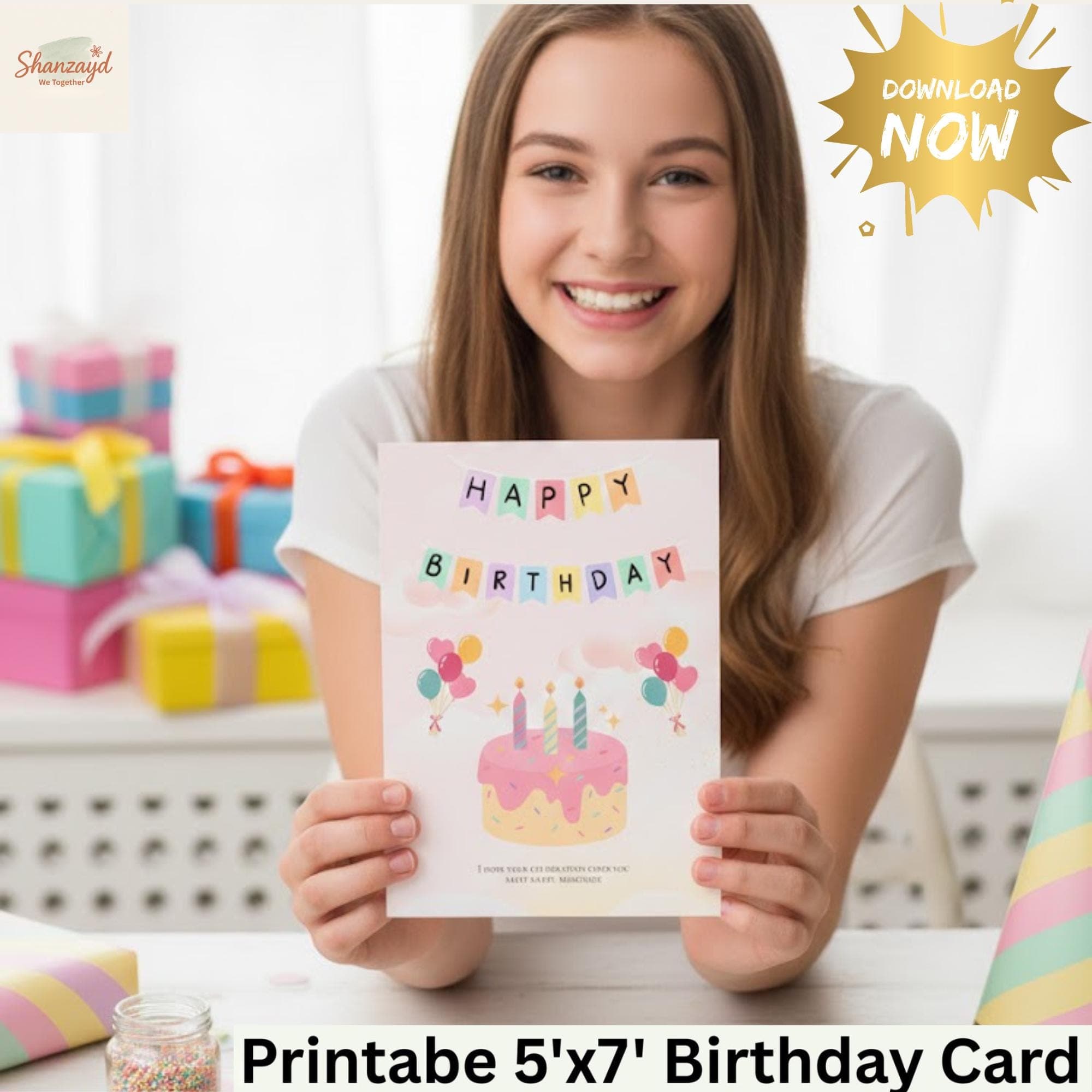 Pink Birthday Card  | Happy Birthday Card | Kids Birthday Card | Girls Birthday card| Gift for her|5x7 card |Instant Download - image 3