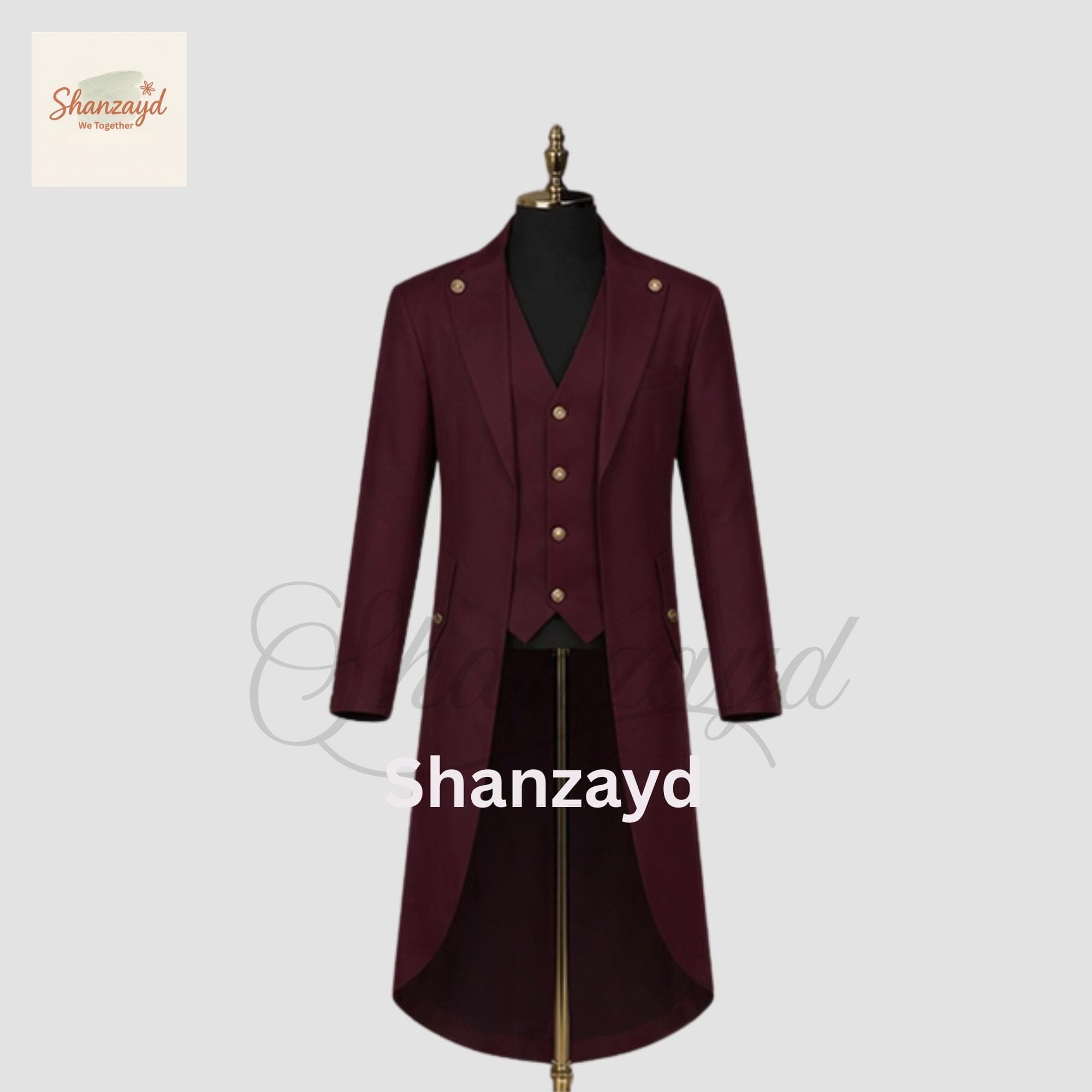 Burgundy Victorian Frock Coat Men Tailcoat Wedding Suit Gothic Long Coat Formal Regency Outfit Steampunk Coat Groom Wear Custom Made - image 5
