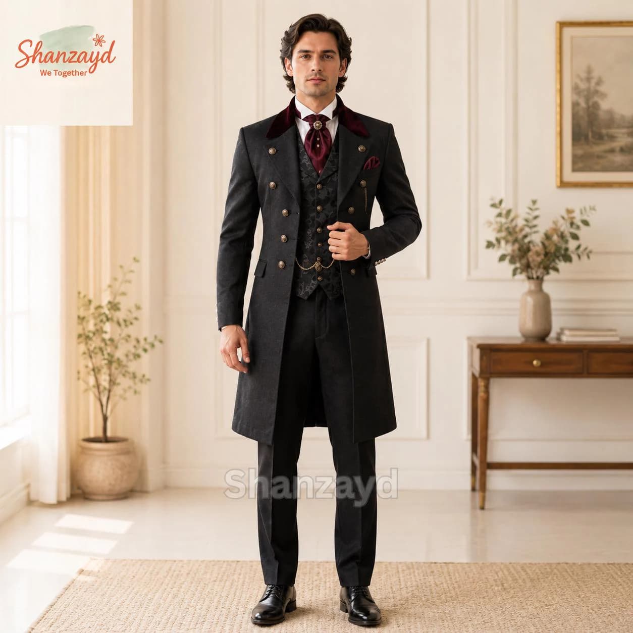 Victorian 3 Piece Suit Men, Gothic Frock Coat Suit, Aristocrat Wedding Suit, Double Breasted Vest Set, Tailored Formal Outfit, Custom Made