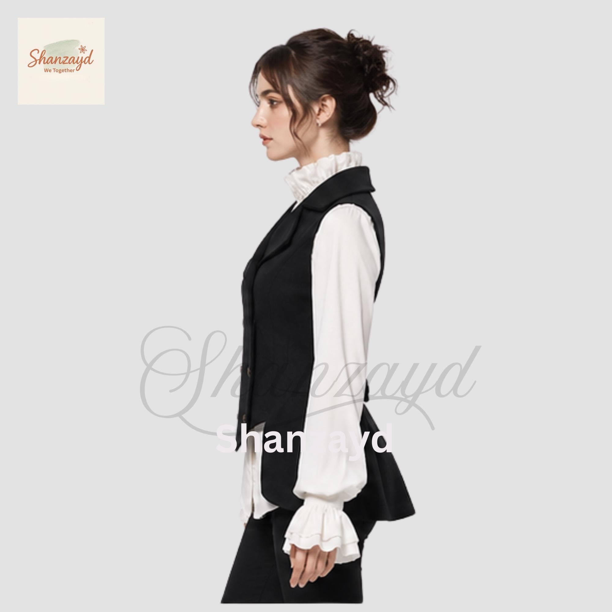 Victorian Black Tailcoat  Women Gothic Vest Double Breasted Tailcoat Style Vest Regency Edwardian Outfit Steampunk Formal Vest Custom Made - image 4