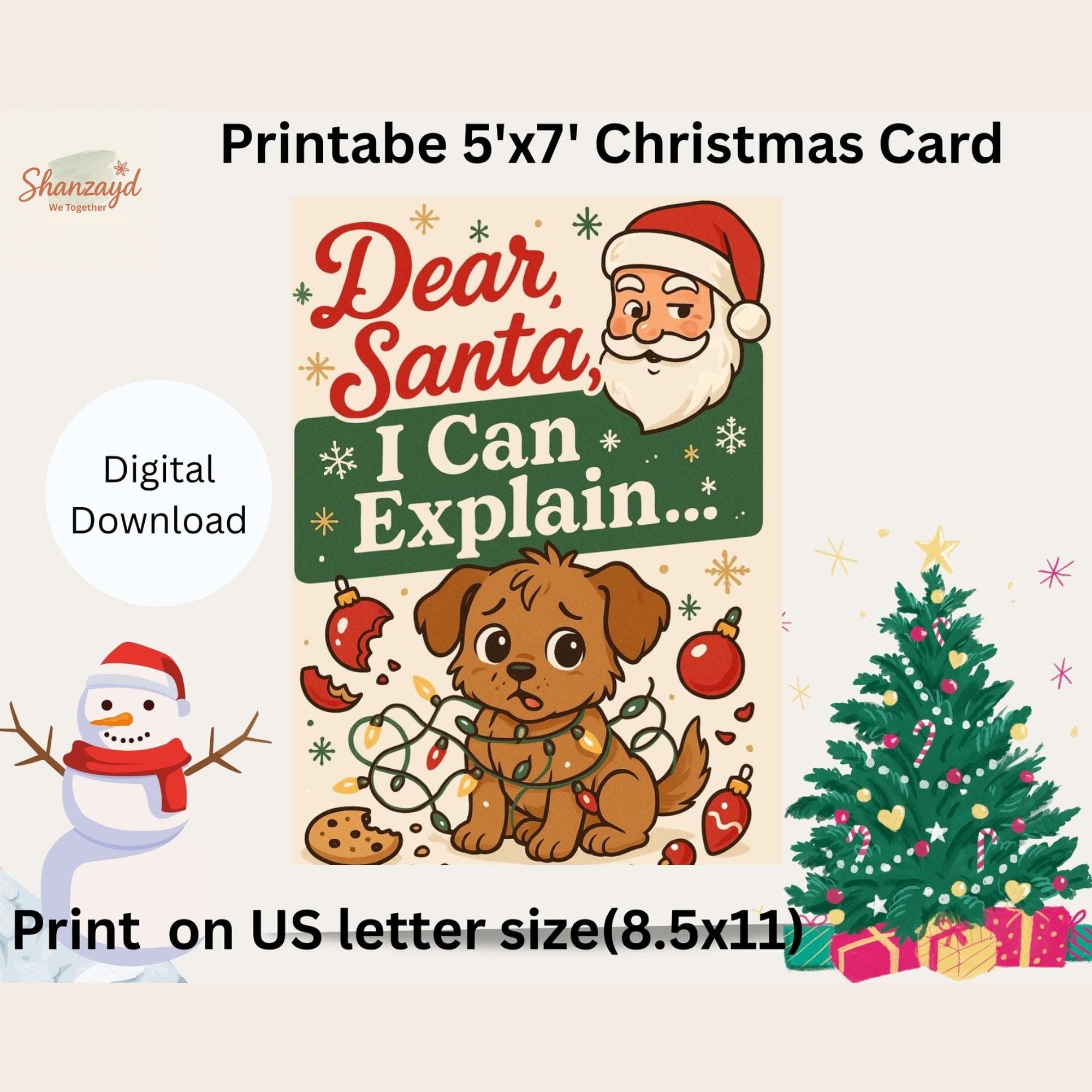 Funny Christmas Card • Wife Christmas Card • 5x7 PDF •  Holiday Greeting •Pet Lover Card • Instant Download - image 5
