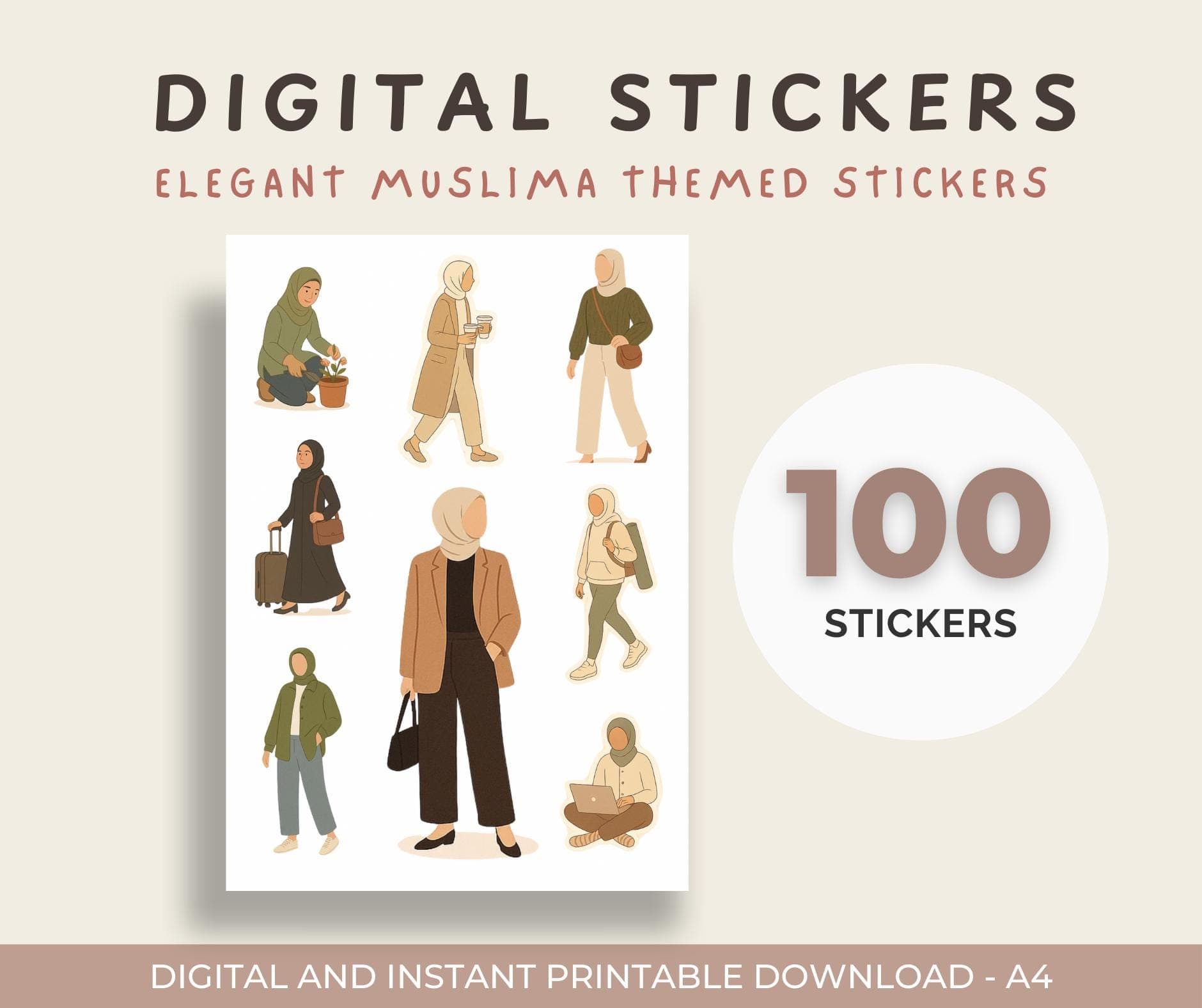Hijabi Girl Stickers | Muslim Women, Modest Fashion (Digital Download)