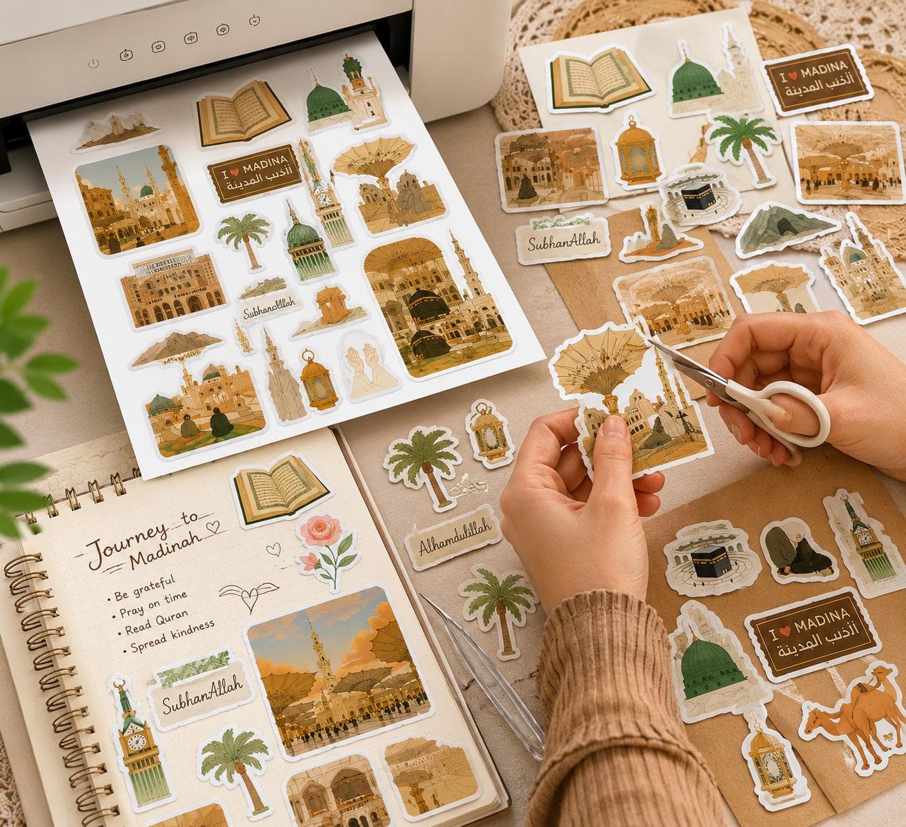 Islamic Digital Stickers | Makkah & Madinah Sticker Pack | Aesthetic Planner Stickers | Decorative | Muslim Journal PNG Set - image 3