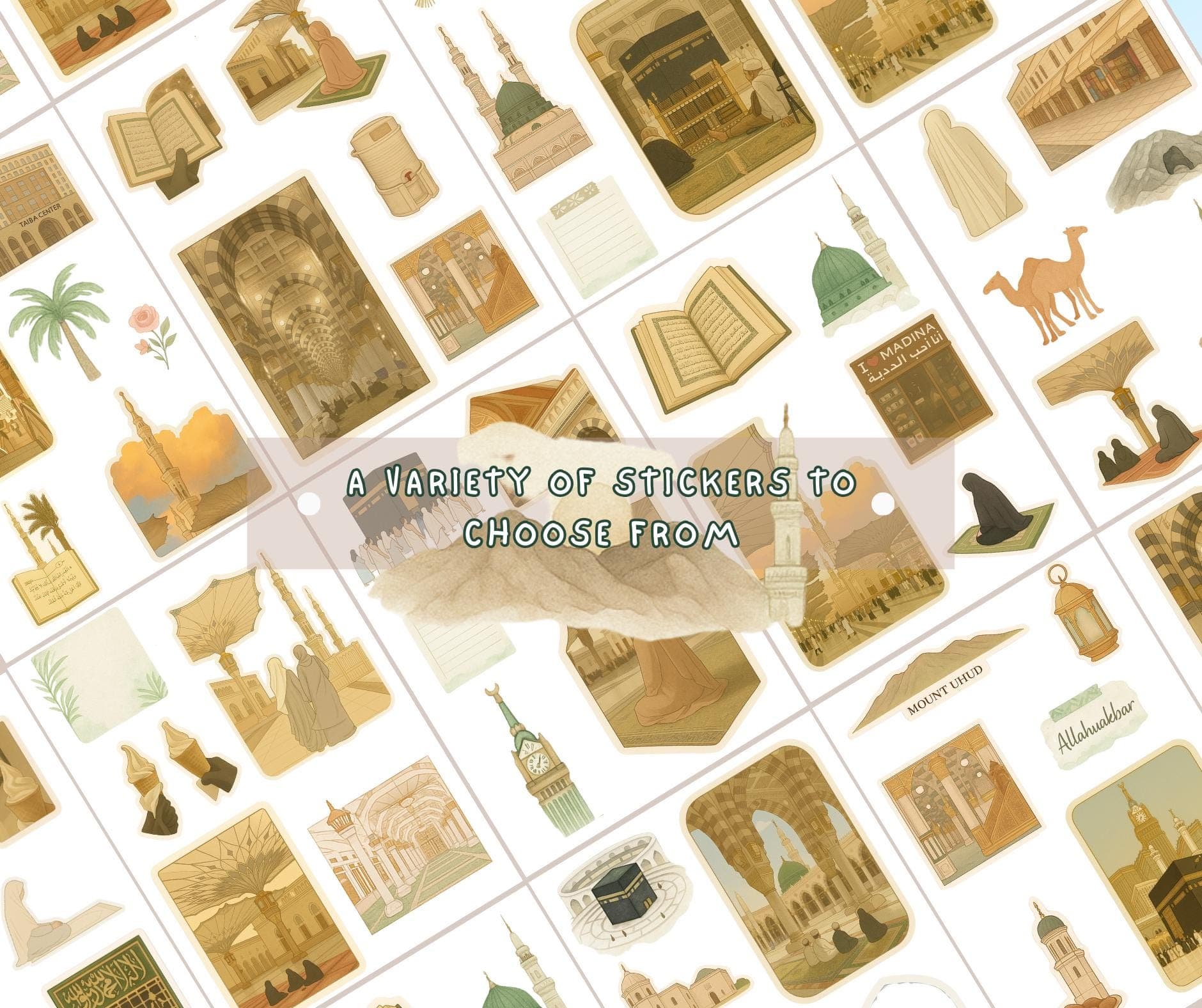 Islamic Digital Stickers | Makkah & Madinah Sticker Pack | Aesthetic Planner Stickers | Decorative | Muslim Journal PNG Set - image 3