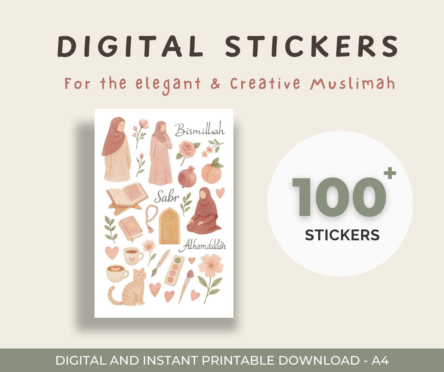 Islamic Digital Stickers | Aesthetic Goodnotes & Printable Sticker Pack