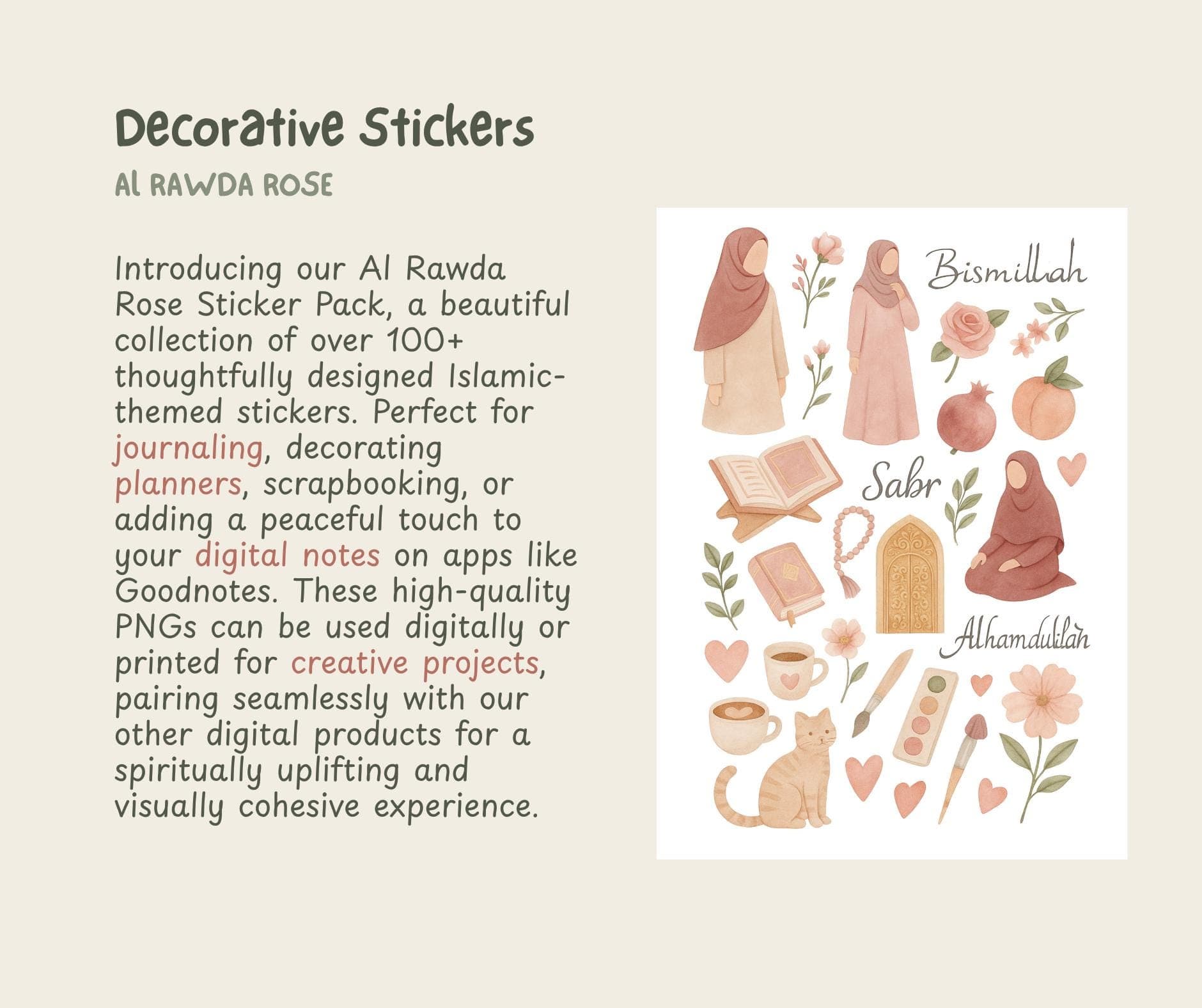 Islamic Digital Stickers | Aesthetic Goodnotes & Printable Sticker Pack - image 3