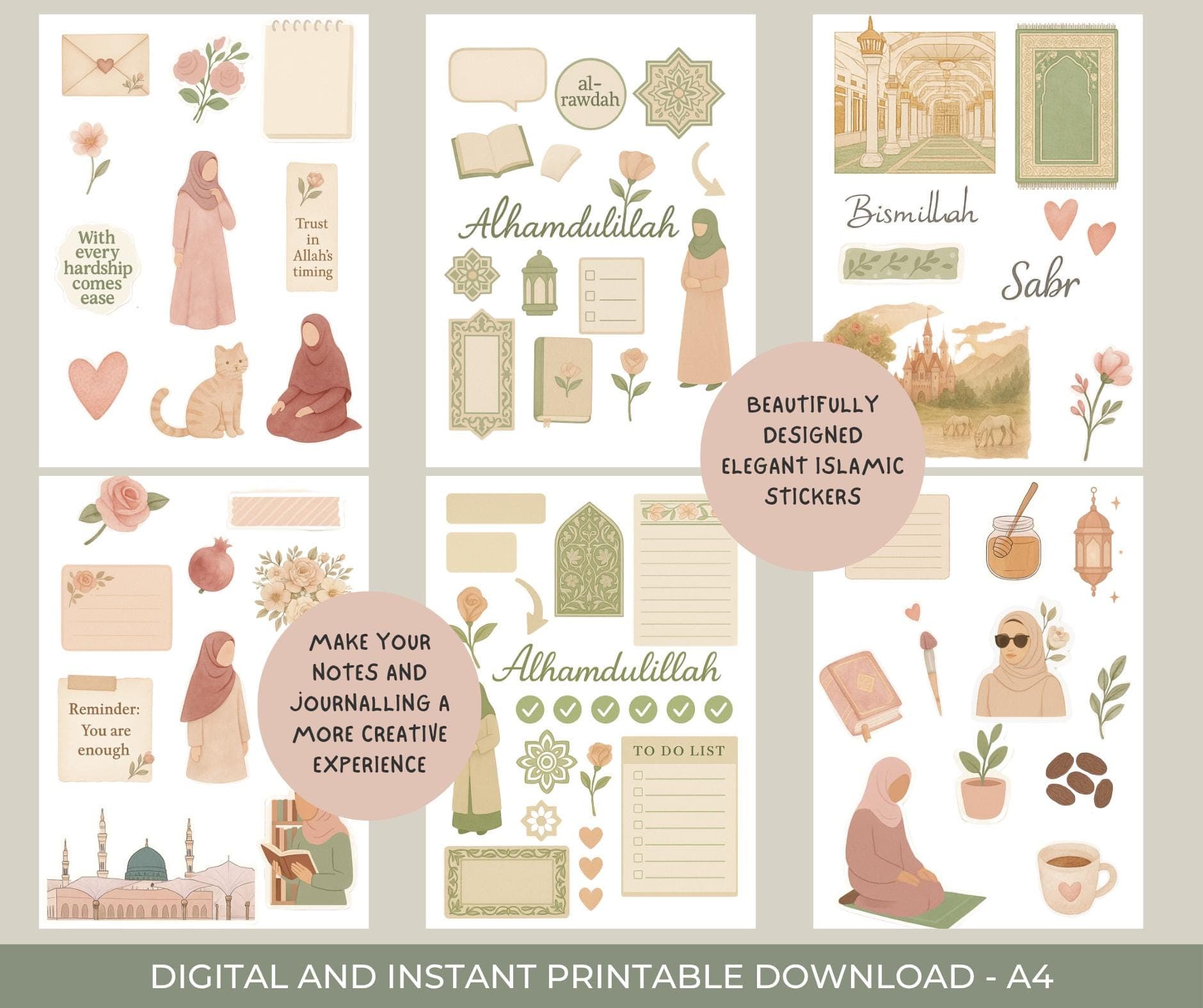 Islamic Digital Stickers | Aesthetic Goodnotes & Printable Sticker Pack - image 4