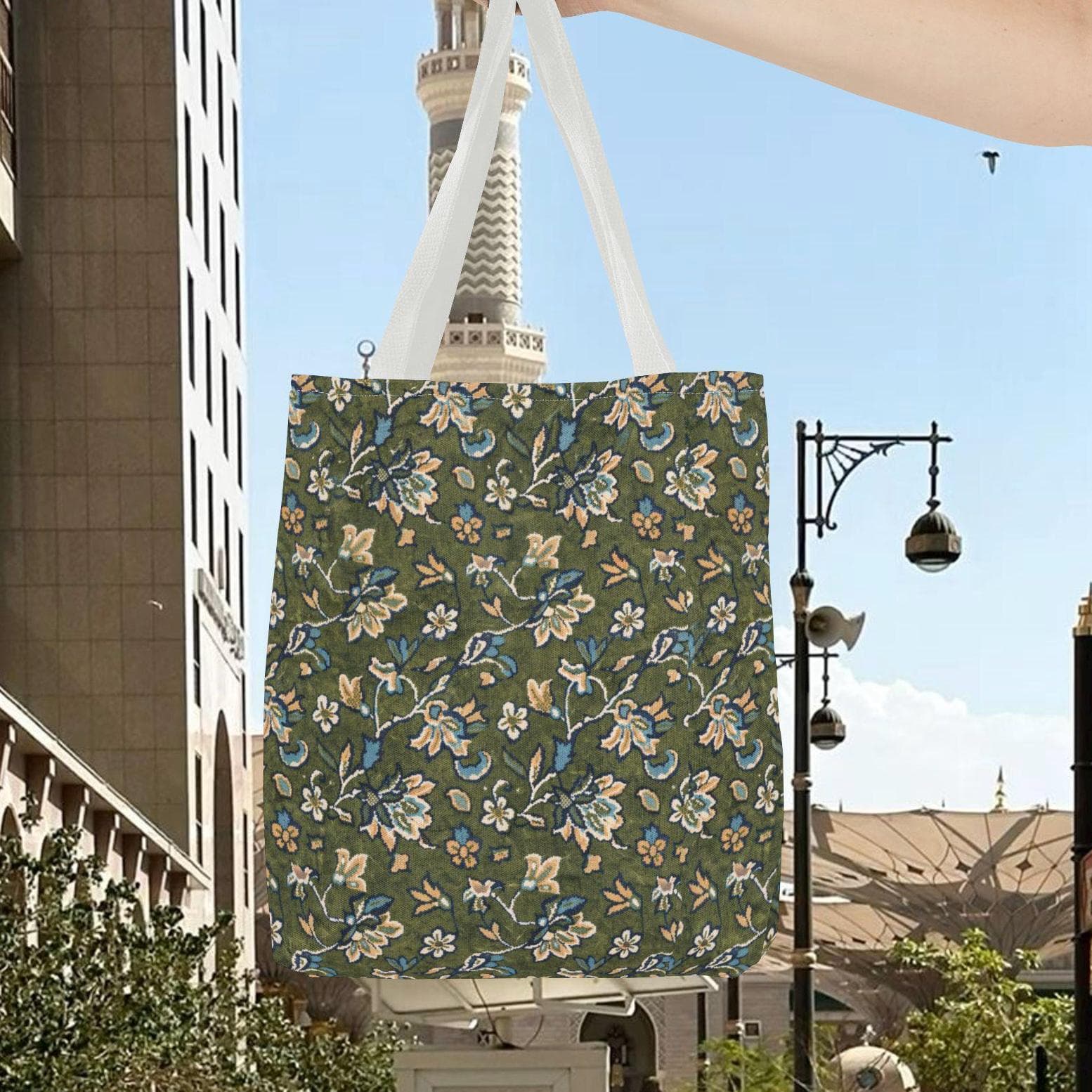 Madinah Rawda Pattern Tote Bag | Islamic Floral Geometric Design - image 4