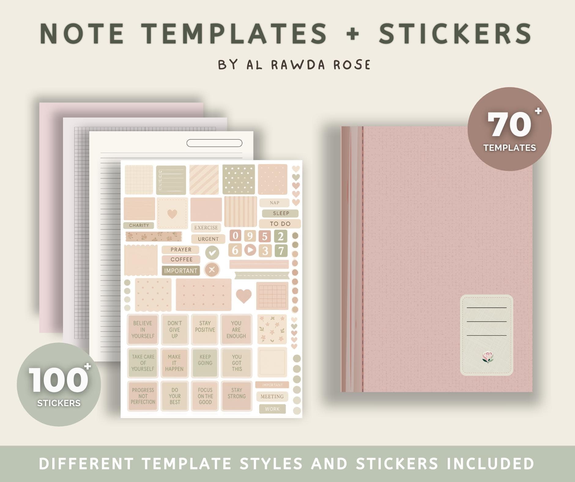 Pastel Digital Note Templates & Stickers | Goodnotes, Notability (Digital Download)