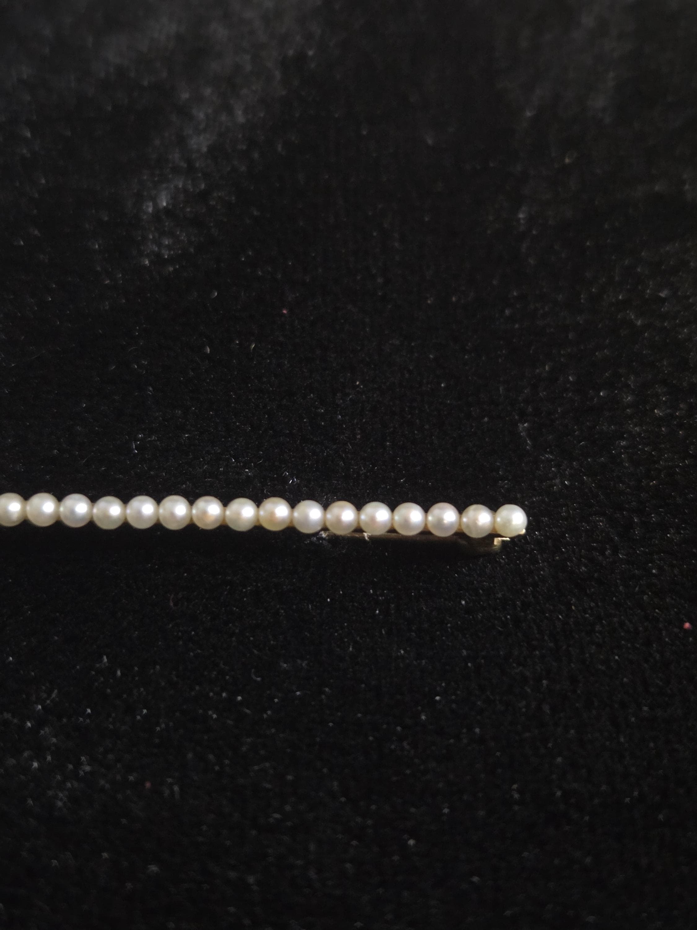 Edwardian 14K Gold Seed Pearl Brooch | Antique Bar Pin, c. 1905 - image 4