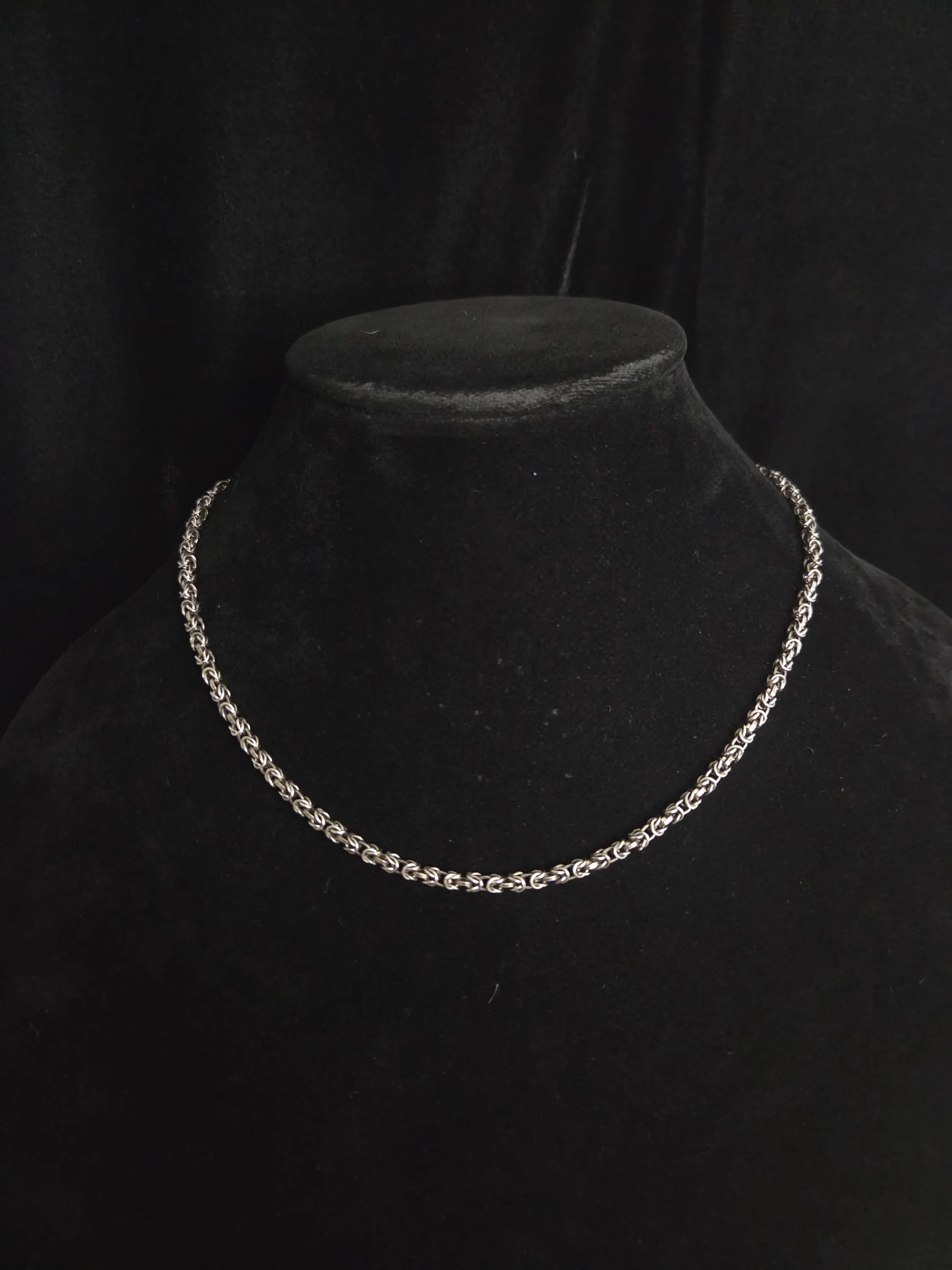 Italian Sterling Silver Byzantine Chain Necklace | 17.5” | 17g | 925 Silver | Classic King’s Weave