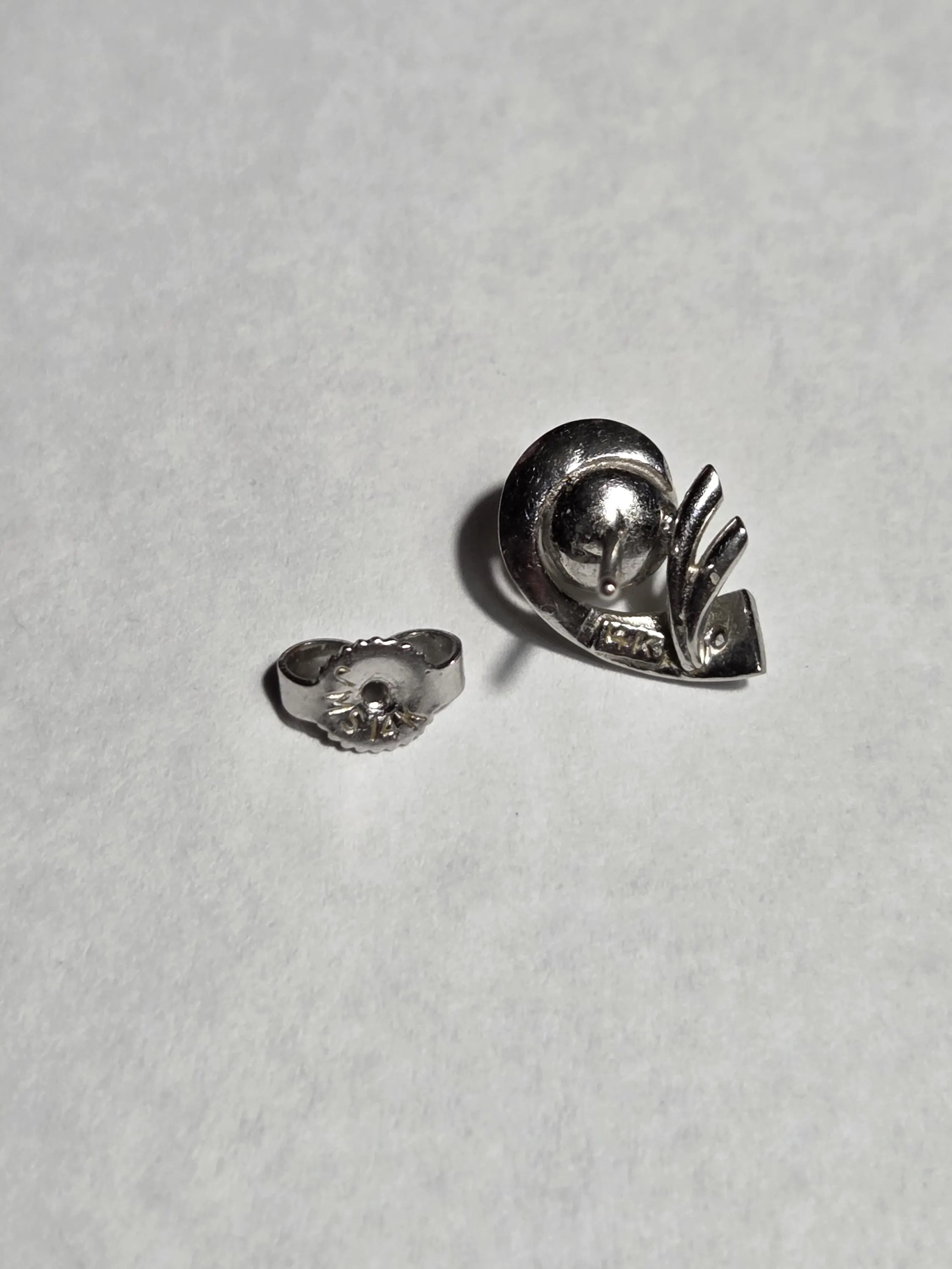 JMS Mid-Century 14kt White Gold Pearl And Diamond Earrings - image 4