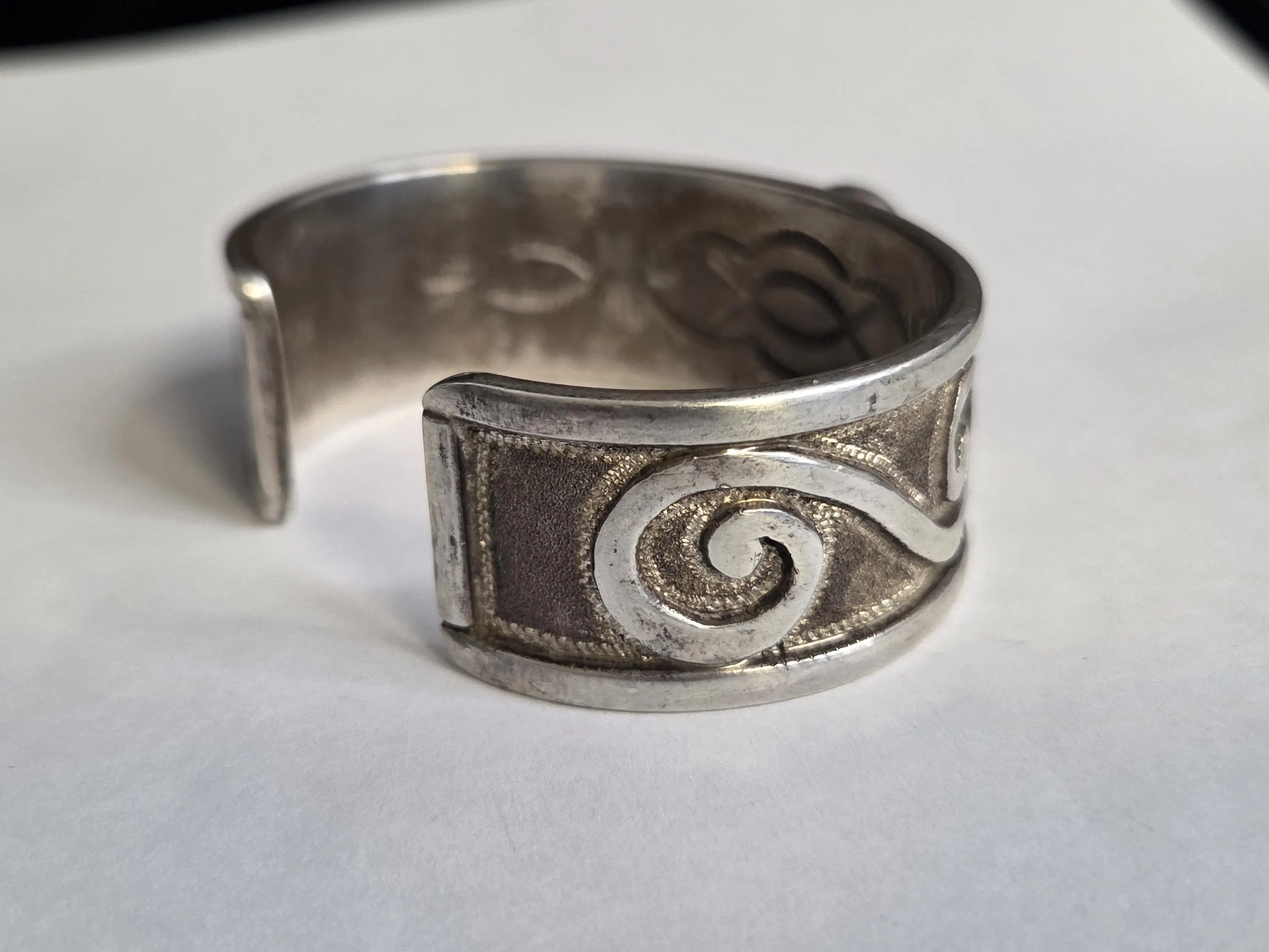 Navajo Sterling Silver Cuff Bracelet CJH Signed Vintage Native American Jasper Cuff 65.5g - image 3