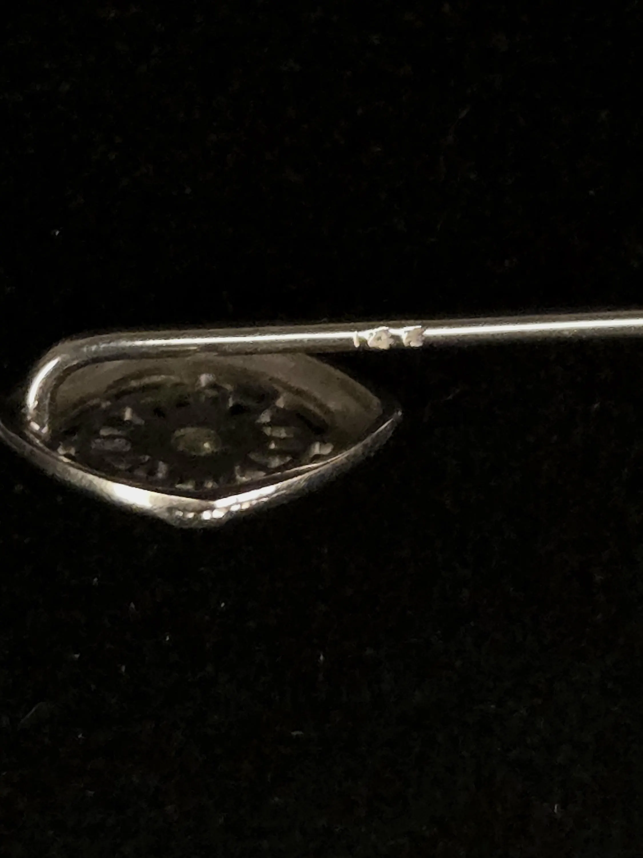 Antique Diamond Stick Pin, 14K White Gold Edwardian Lapel Tie Pin - image 2