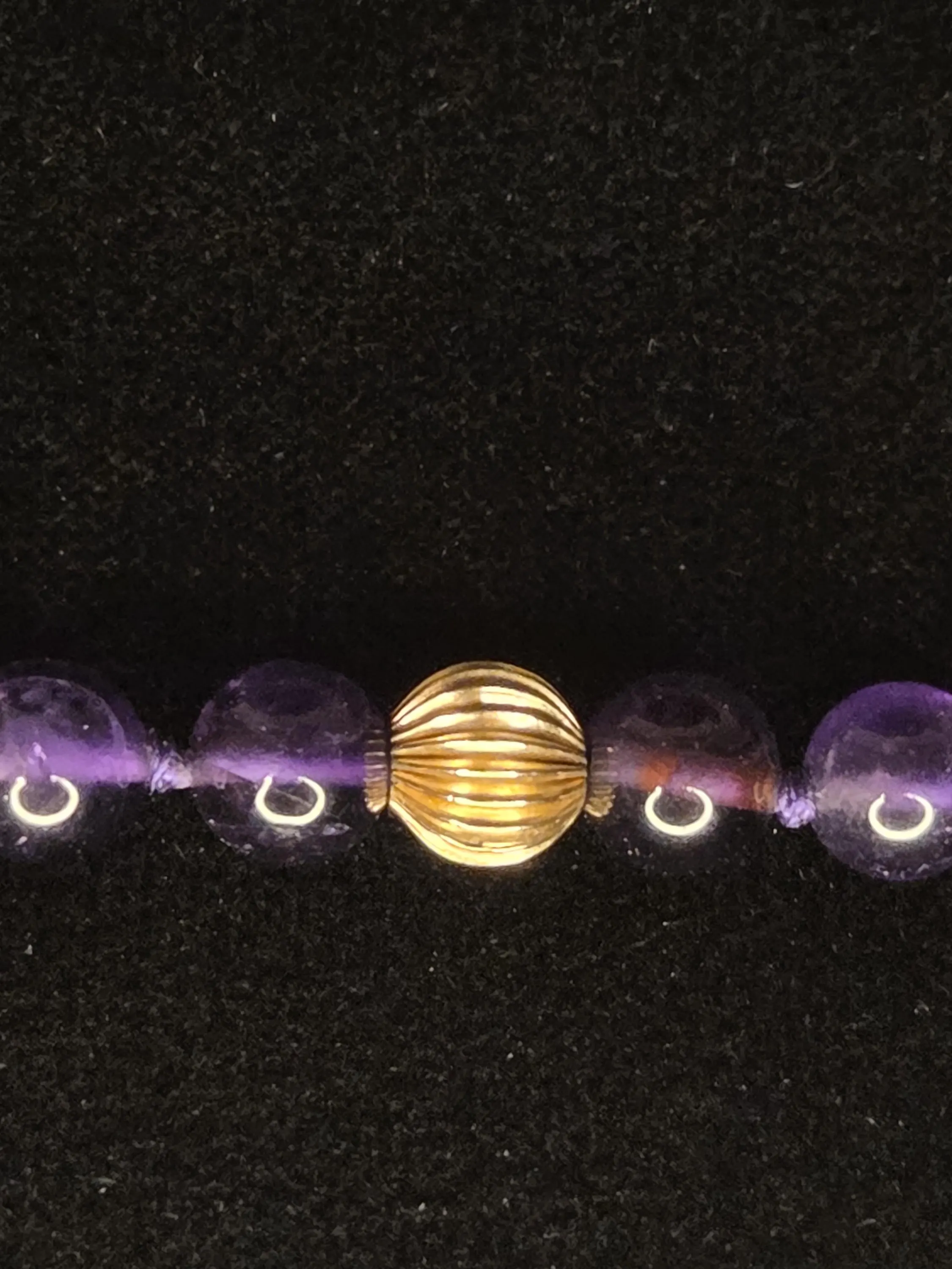 14K Yellow Gold Natural 6mm Amethyst Ball Bead Strand Necklace - image 4