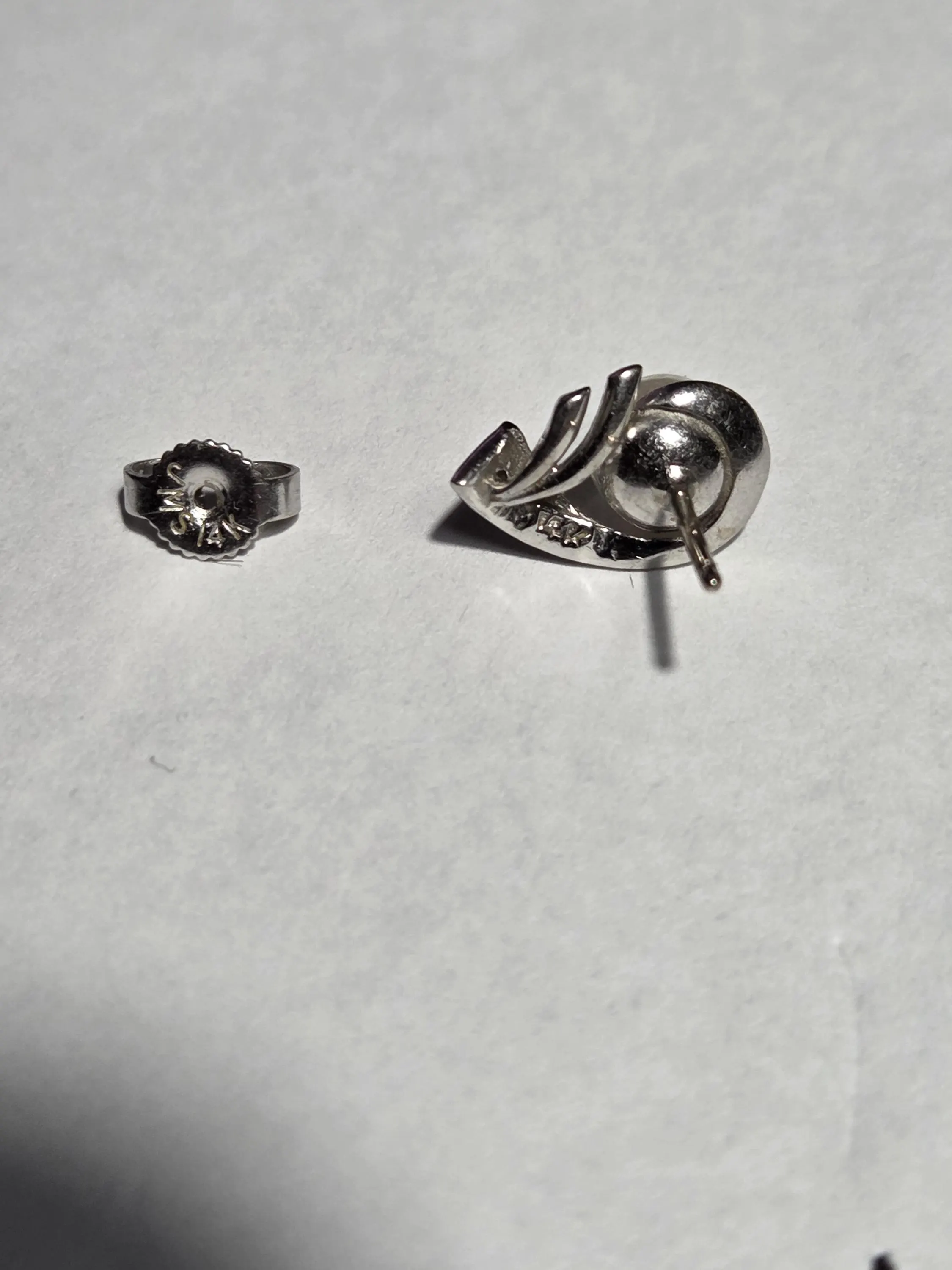 JMS Mid-Century 14kt White Gold Pearl And Diamond Earrings - image 5