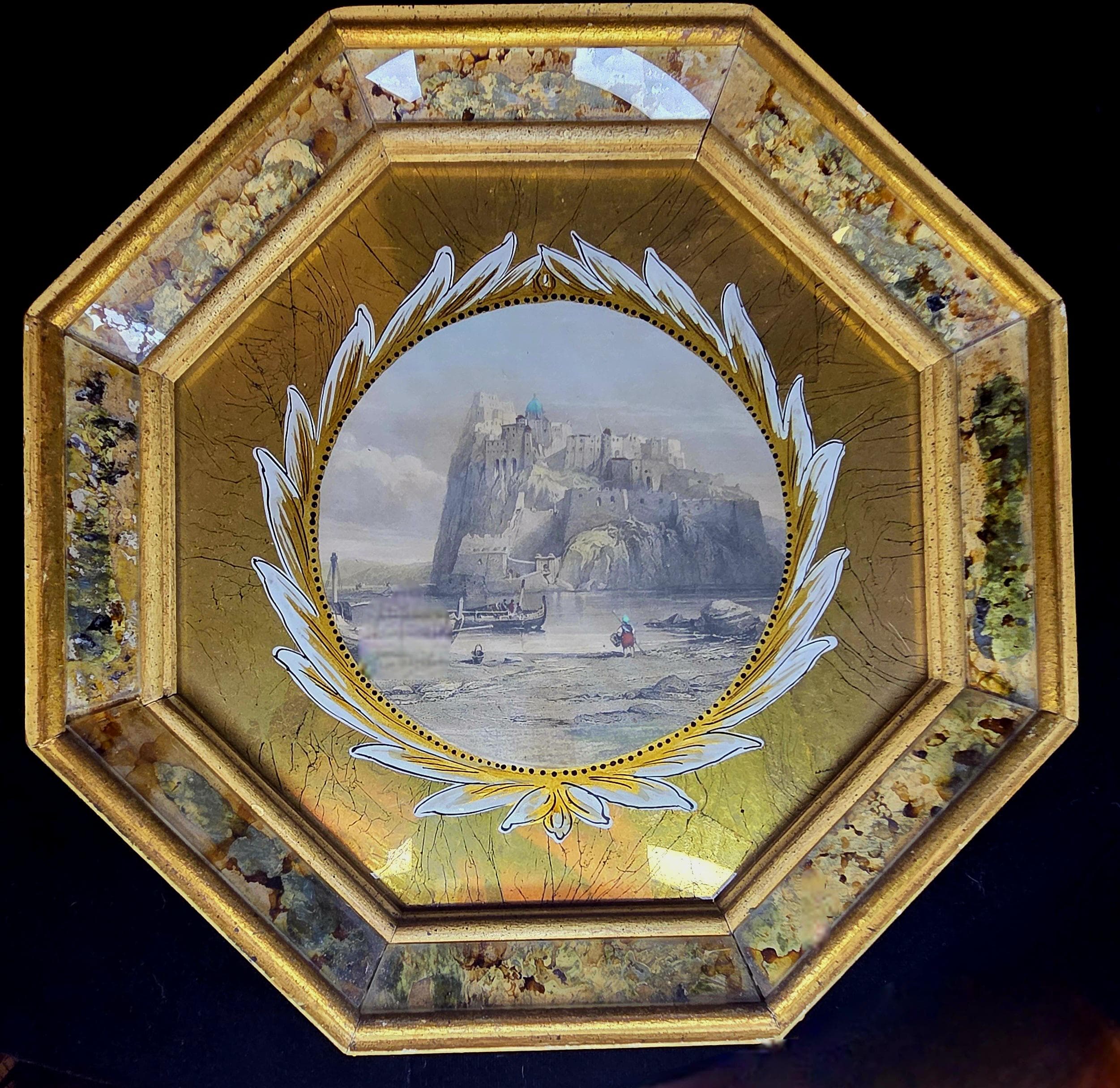 Antique Victorian Hexagonal Steel Wall Plaques by Clifford Art Studio – 19th Century Scenic Hanging Art, Set of Four - image 2