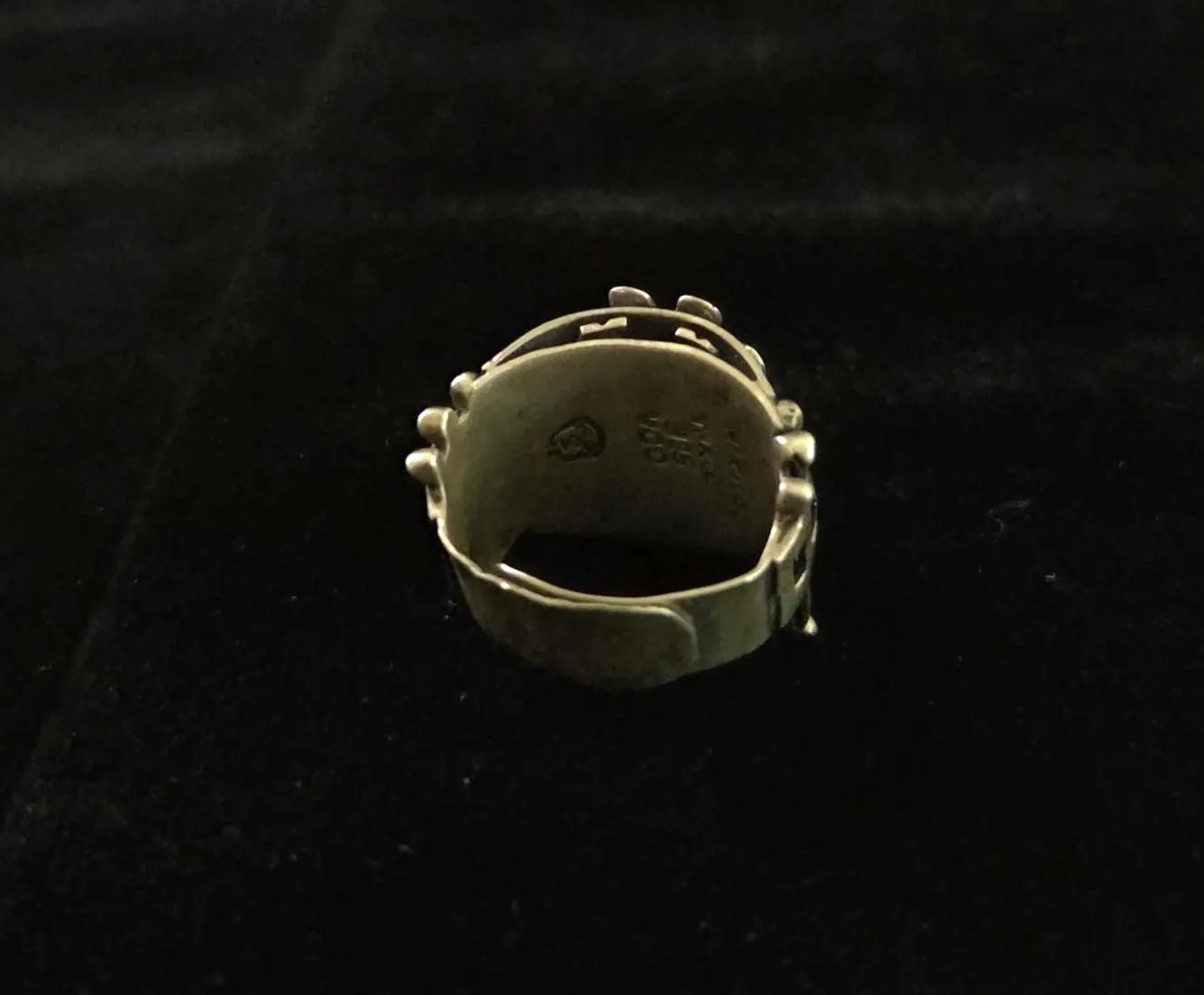 Vtg Mexico Sterling  Aztec Headdress Tribal Poison Mens Ring TAXCO Signed VOO - image 4