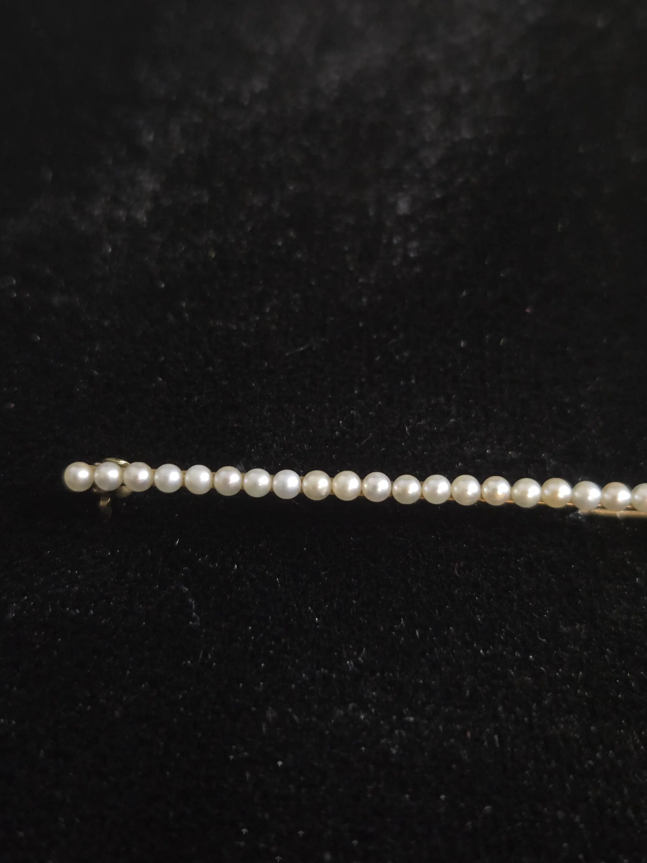 Edwardian 14K Gold Seed Pearl Brooch | Antique Bar Pin, c. 1905 - image 5