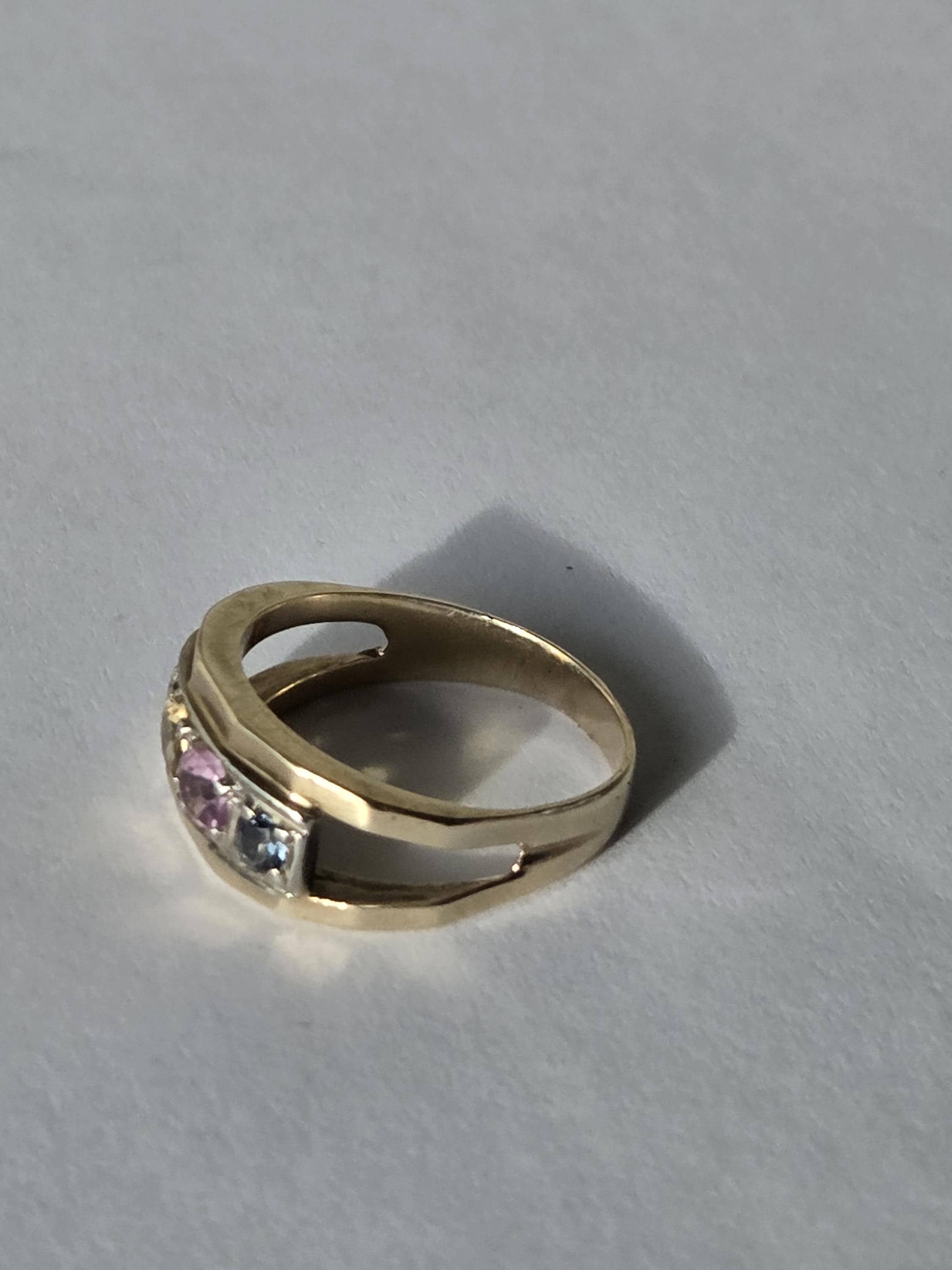 14k Gold Color-Change Spinel, Pink Tourmaline Ring | Multi Gemstone Channel Set, Size 5 - image 5