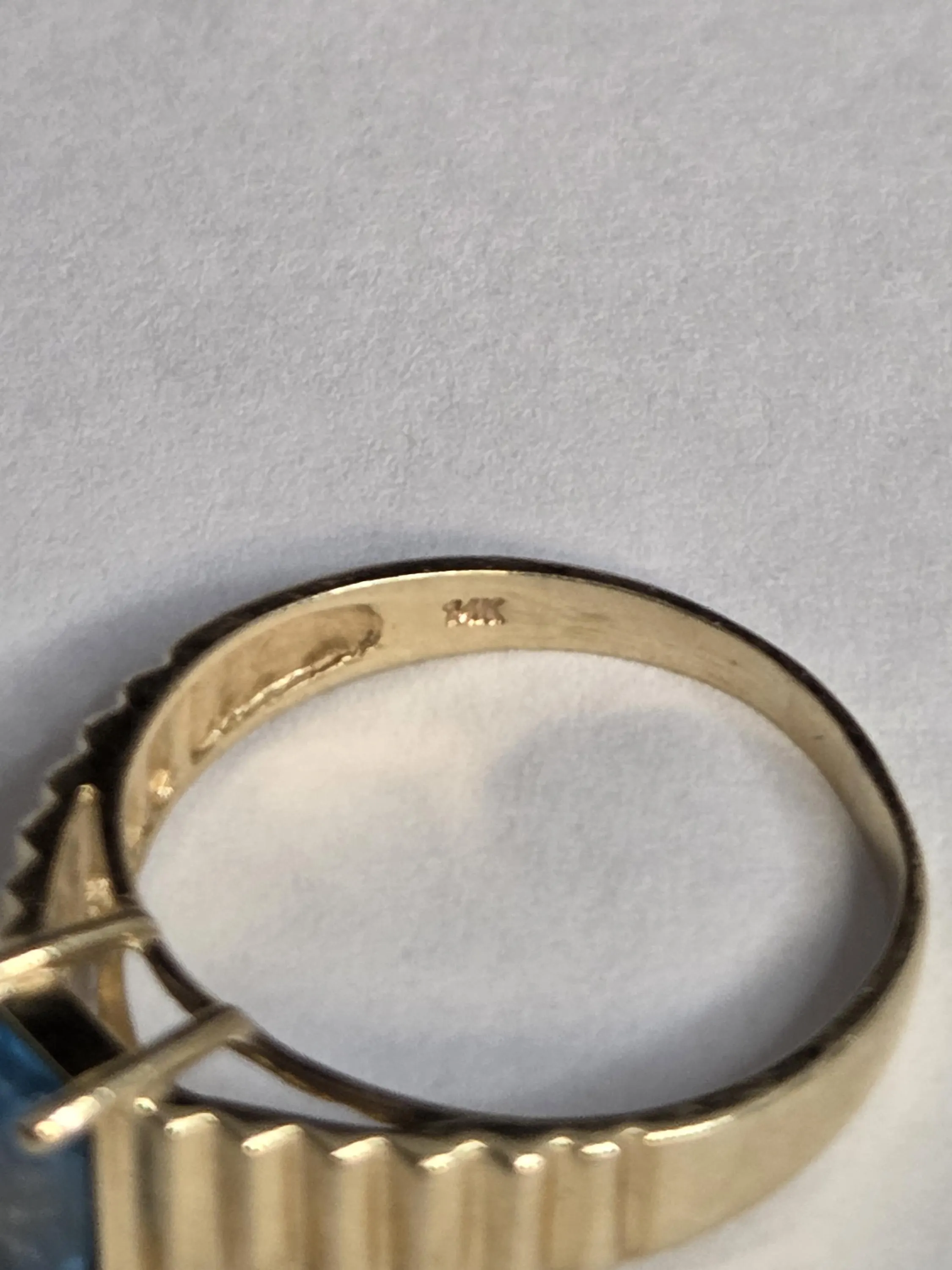 Vintage Nissko 14K Gold Blue Topaz Ring | Mid-Century Modern Design - image 5