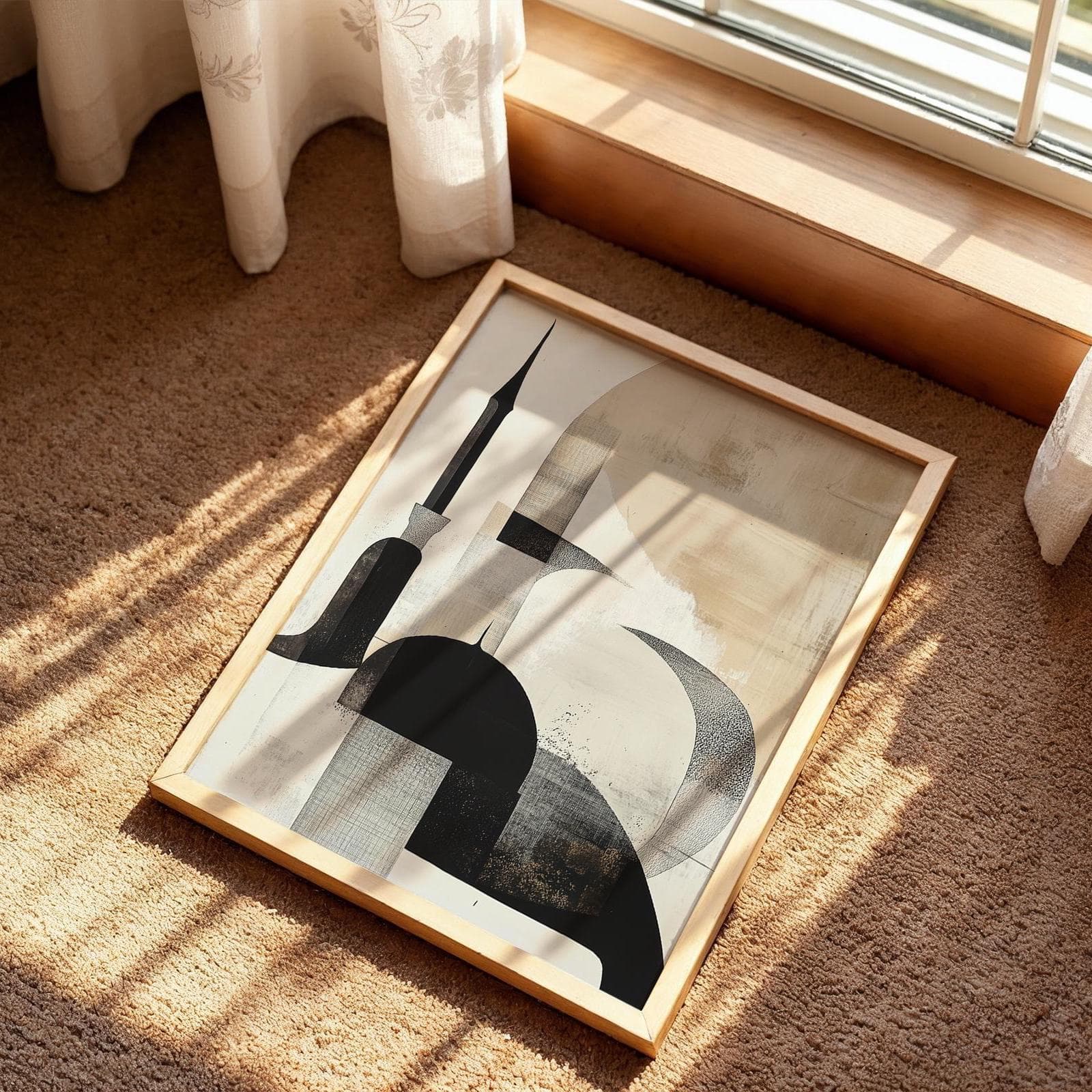 Abstract Mosque Art Print | Beige & Black Islamic Home Decor (Digital Download) - image 4