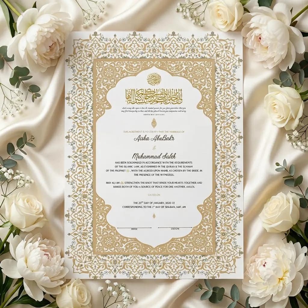 Luxury Nikkah Certificate, Editable Nikkah Certificate Canva Template, Muslim Wedding Contract, Gold Islamic Nikah Nama (Digital Download)