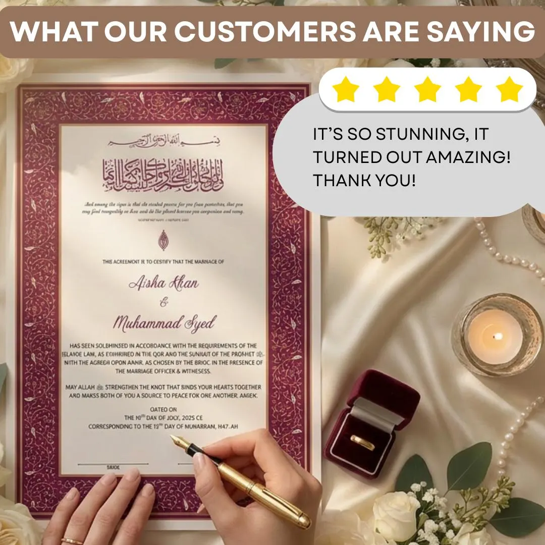 Dove Themed Nikkah Certificate Islamic Wedding Contract for Muslims Nikah Nama (digital download) - image 2