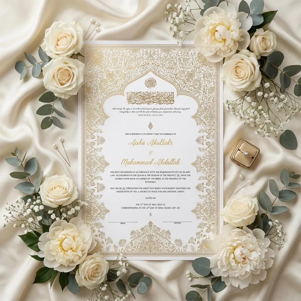 Editable Nikkah Certificate DIY Islamic Nikah Nama Canva Template Nikkah Contract (Digital Download)
