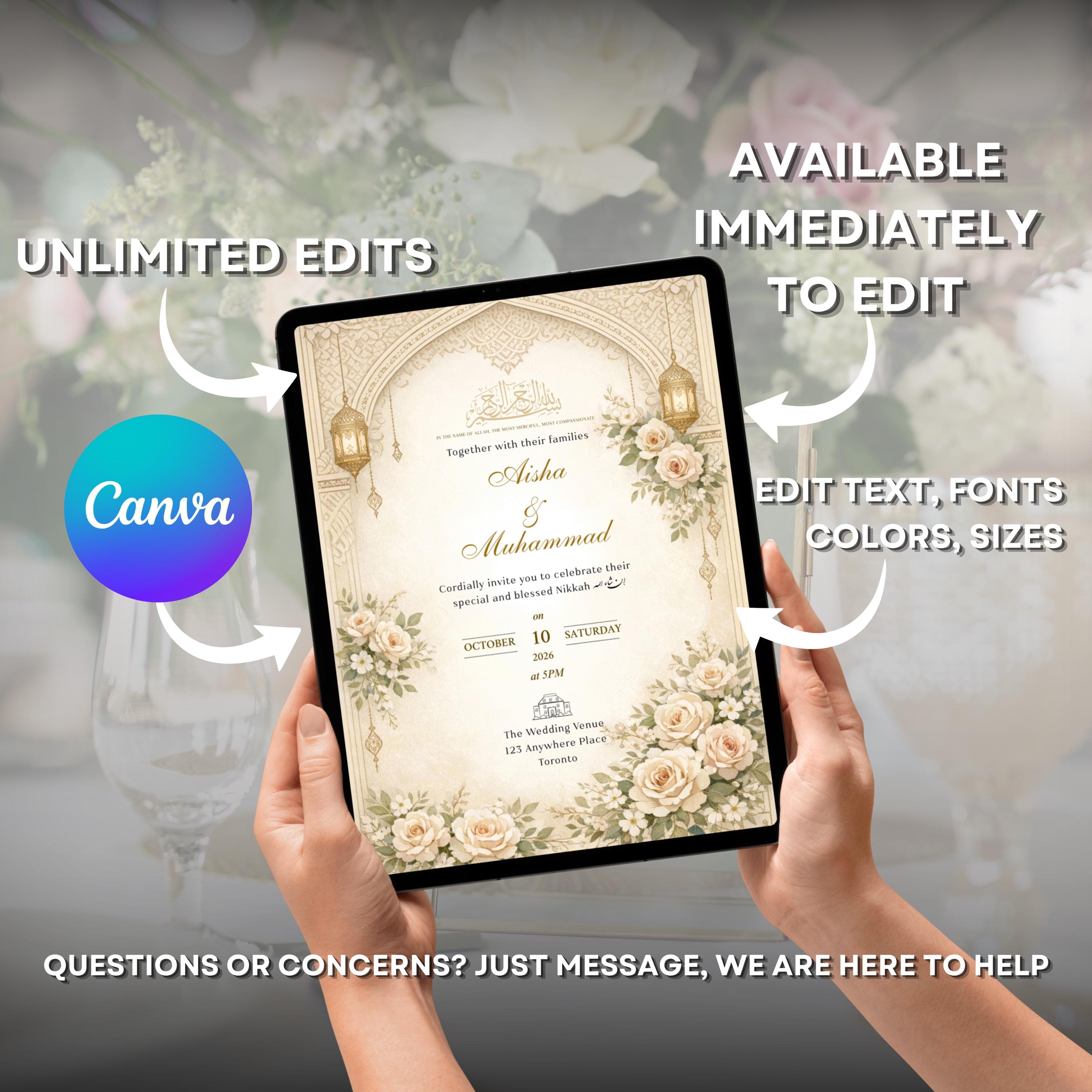 Luxury Wedding Video Invitation DO IT YOURSELF Nikkah Invitation for your Walima, Reception, Mehndi, Events (Digital Download MP4) - image 3