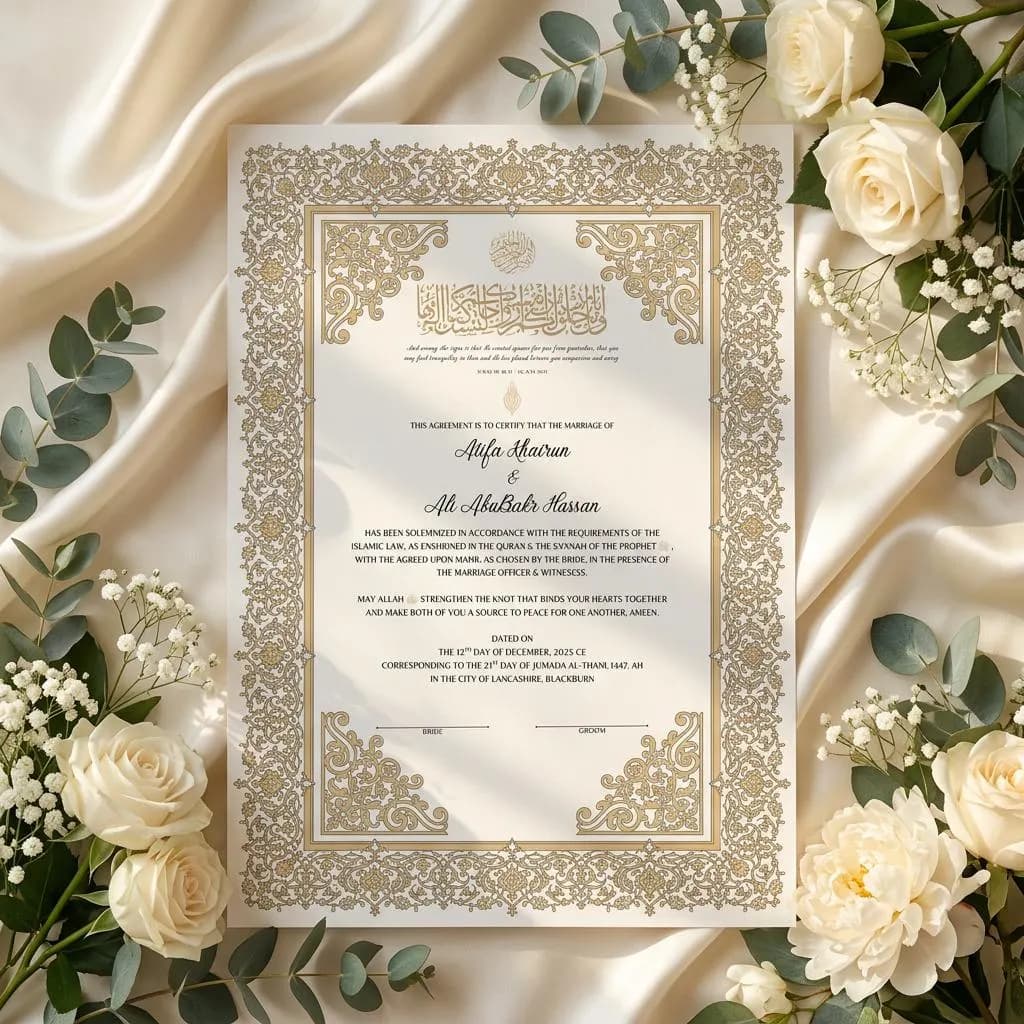 Editable Islamic Nikkah Certificate and Muslim Wedding Certificate Canva Template Nikah Nama (Digital Download) A3