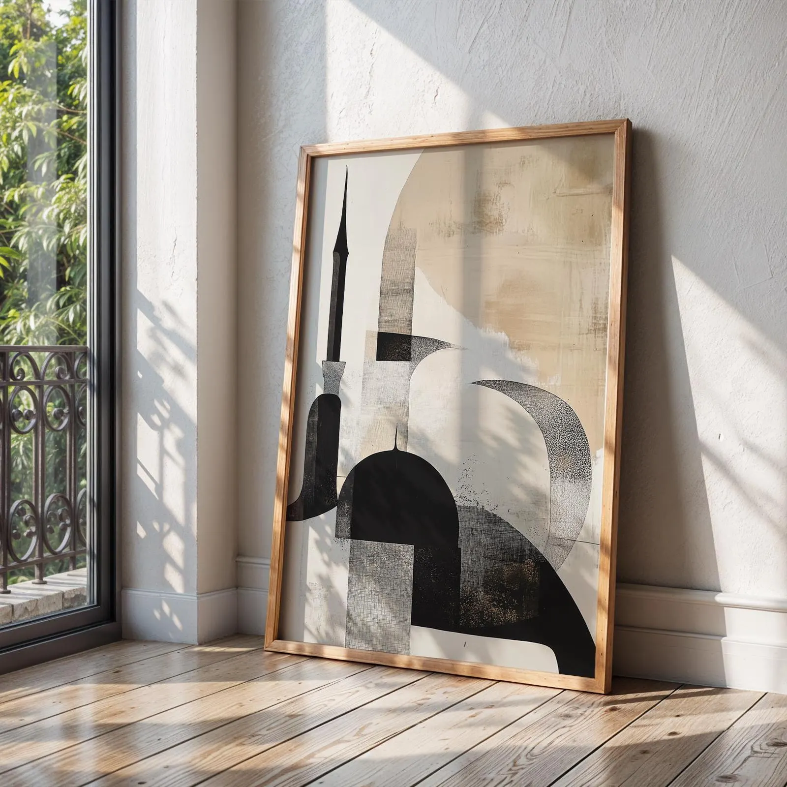 Abstract Mosque Art Print | Beige & Black Islamic Home Decor (Digital Download) - image 5