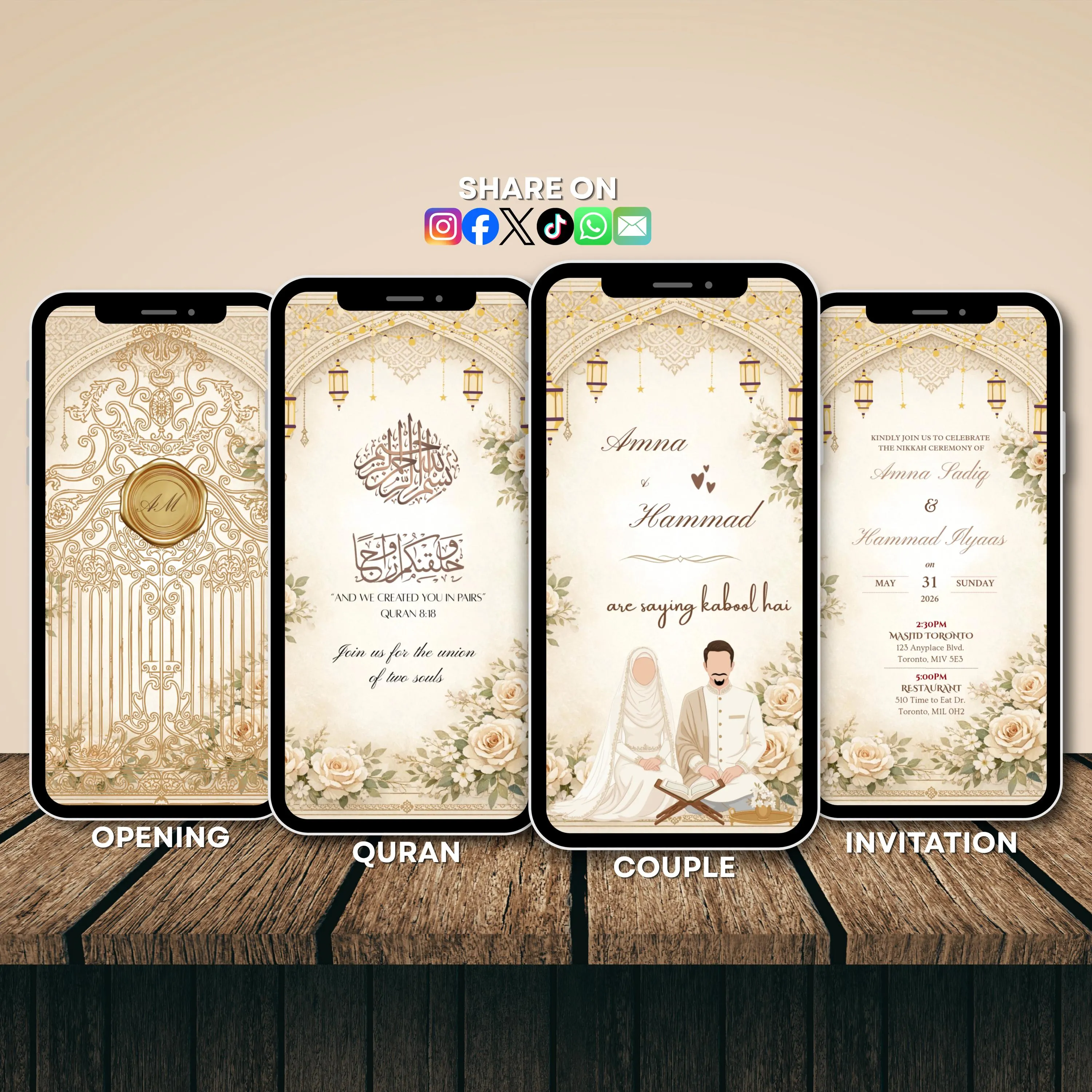 Luxury Wedding Video Invitation DO IT YOURSELF Nikkah Invitation for your Walima, Reception, Mehndi, Events (Digital Download MP4) - image 4