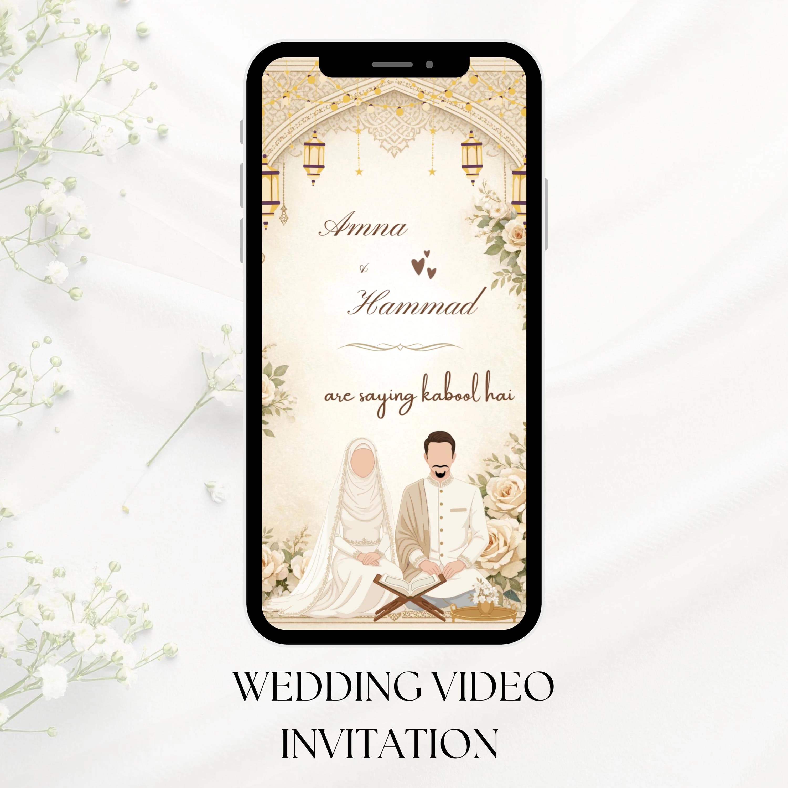 Luxury Wedding Video Invitation DO IT YOURSELF Nikkah Invitation for your Walima, Reception, Mehndi, Events (Digital Download MP4)