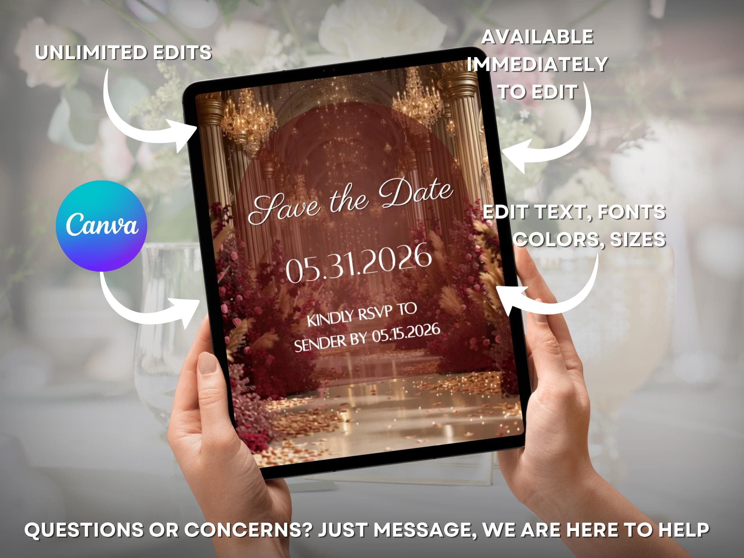 Editable Wedding Video Invitation: Nikkah, Walima, Video Wedding Invite Celebration DO IT YOURSELF Video MP4 (Digital Download) - image 4