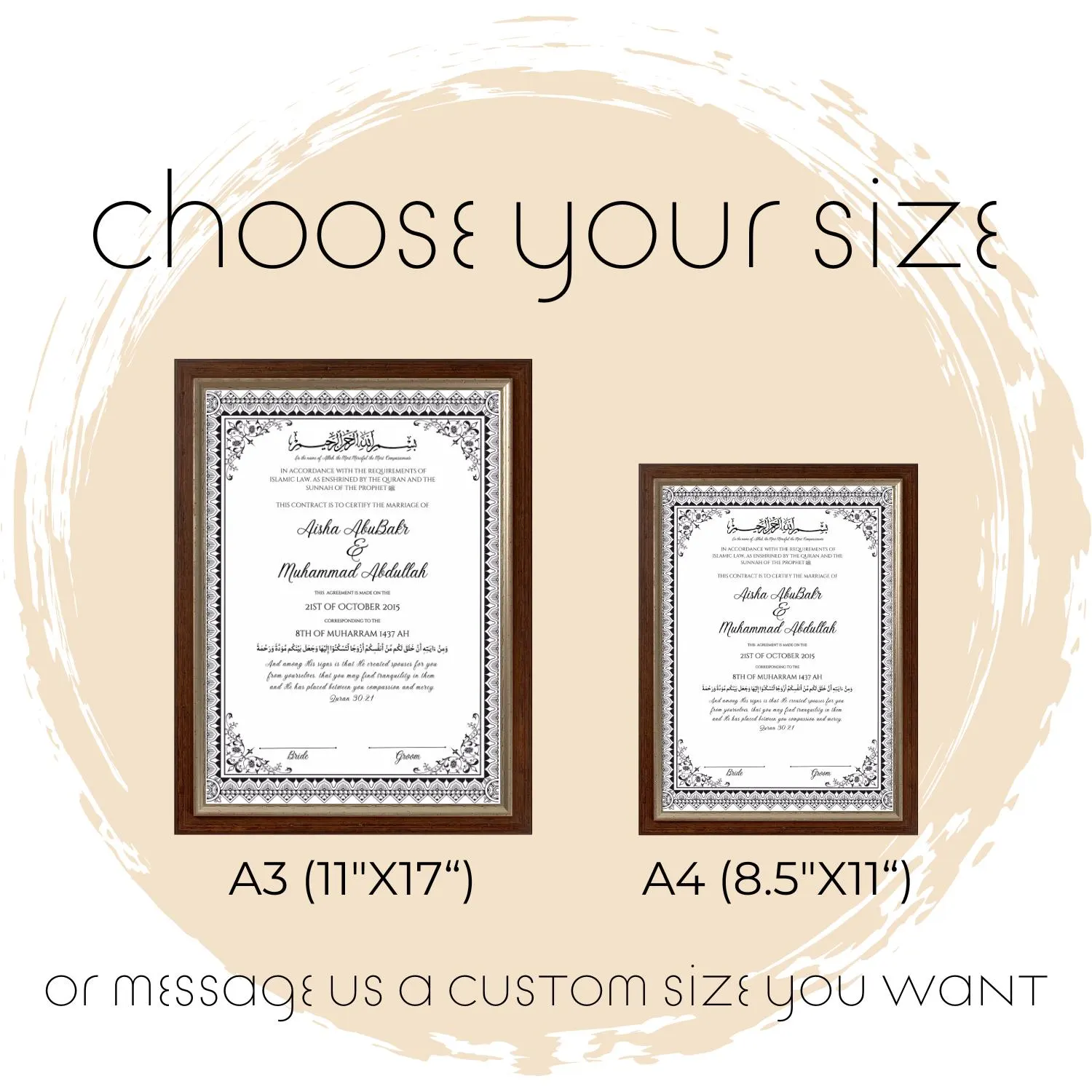 Personalized Floral Nikkah Certificate Islamic Wedding Document Muslim Marriage Contract (Digital Download) - image 5