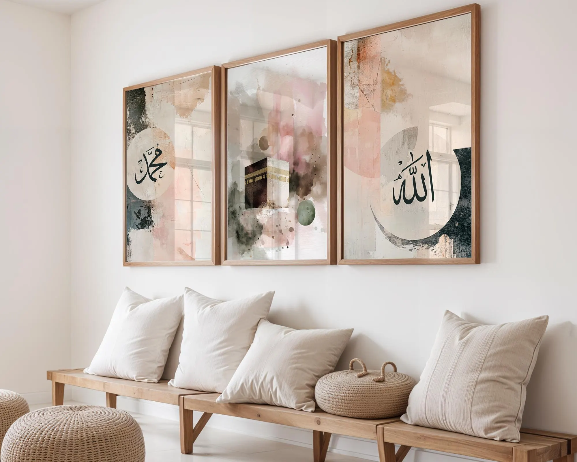 Islamic Wall Art Set of 3, Abstract Watercolor Prints (Digital Download) - image 3