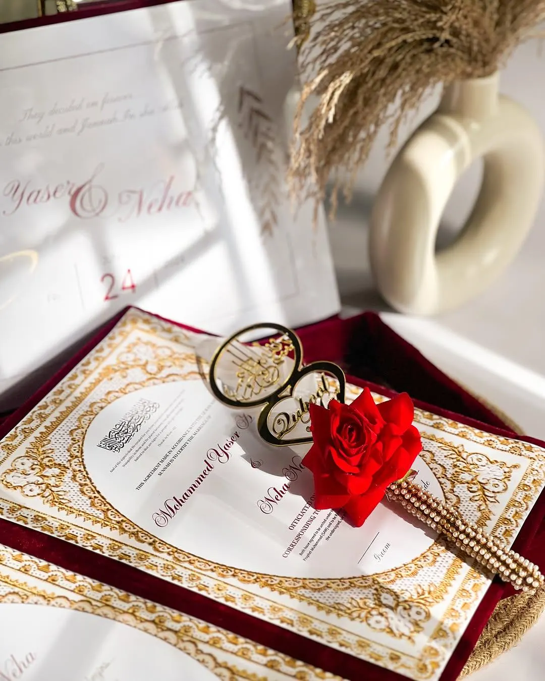 Personalized Nikkah Certificate Folder with Box | Islamic Wedding Contract Booklet | Nikkahnama | Nikah Booklet