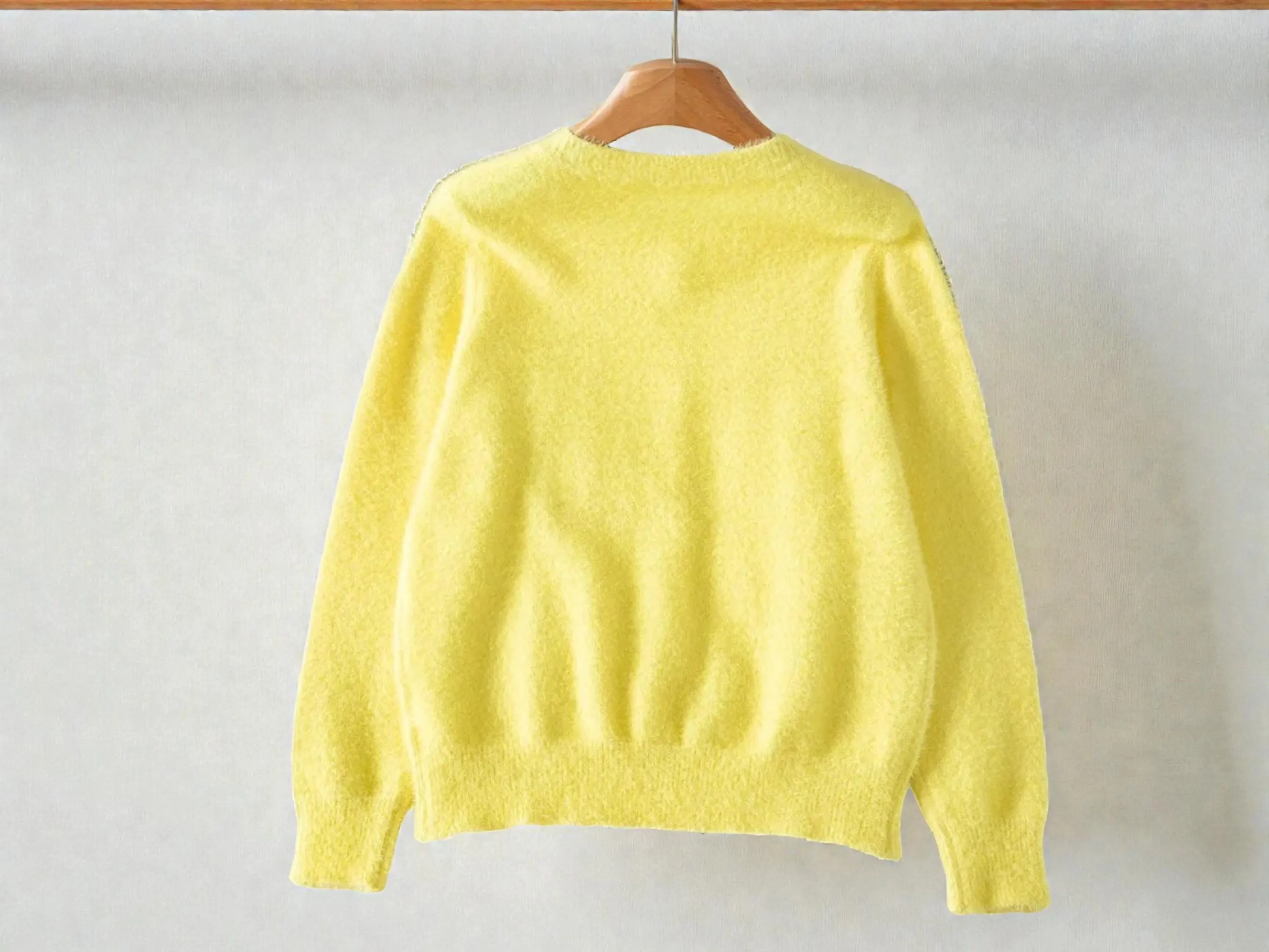 Yellow Heart Button Cardigan | Women’s Fluffy Knit Sweater | Round Neck Long Sleeve | Soft Fuzzy Layering Top | Sweet Preppy Winter Look - image 2