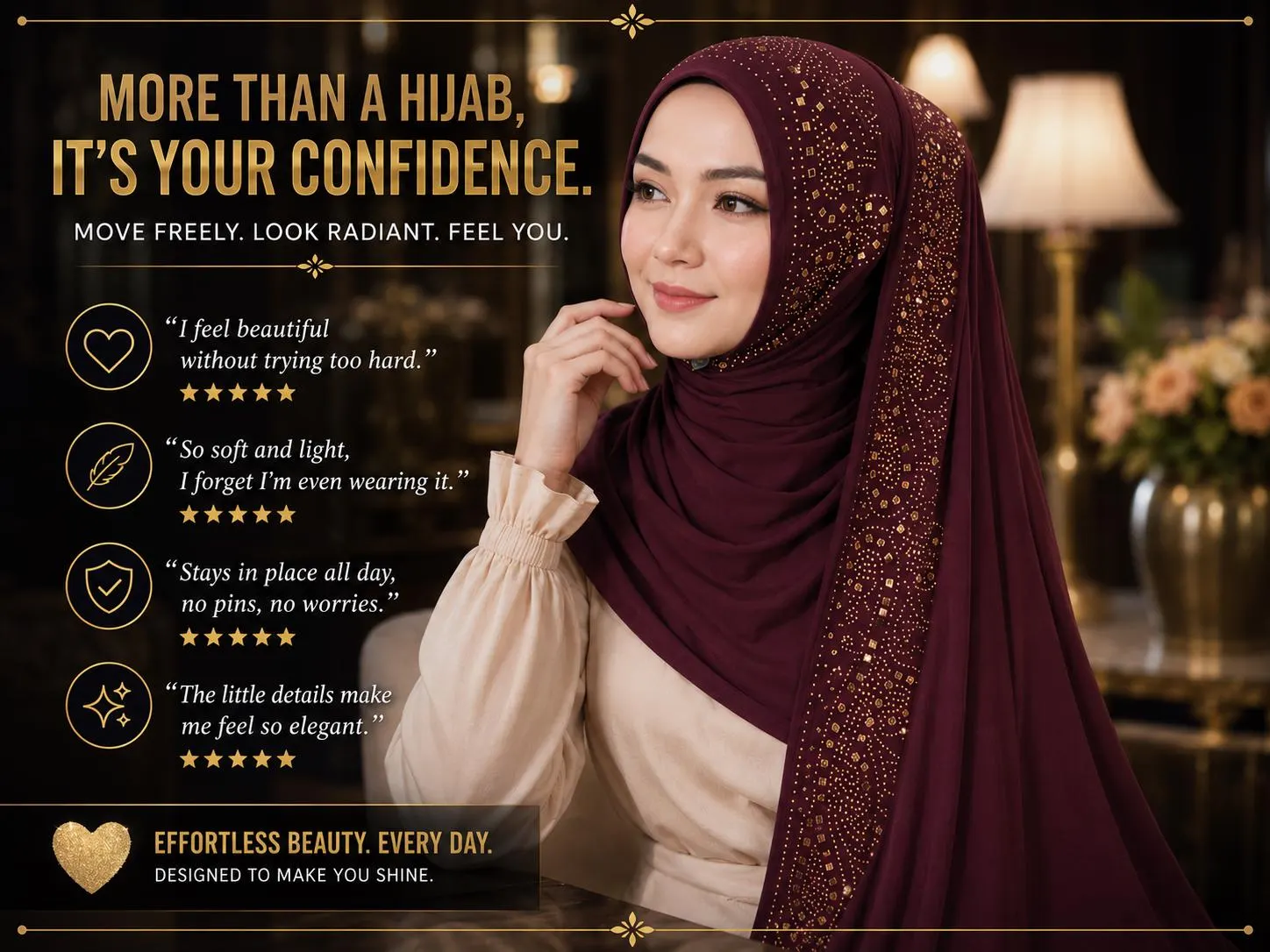 Soft Jersey Stone Hijab | Sparkle Headscarf | Stretch Muslim Scarf Wrap - image 4