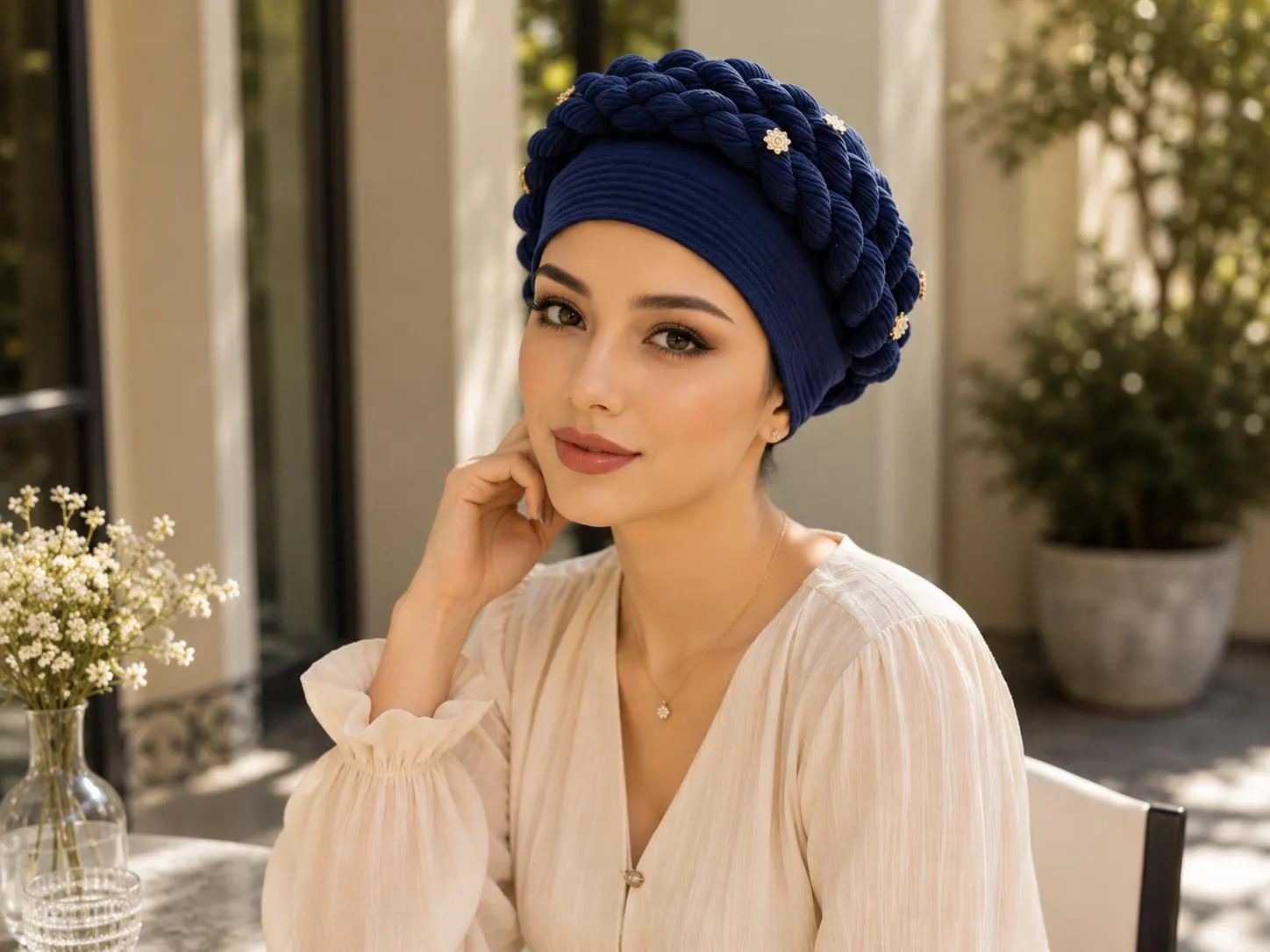 Women's Braided Turban Head Wrap | Elegant Stretch Hijab Cap | Ready to Wear Chemo Hat | Modest Head Covering | Muslim Headwear - image 4