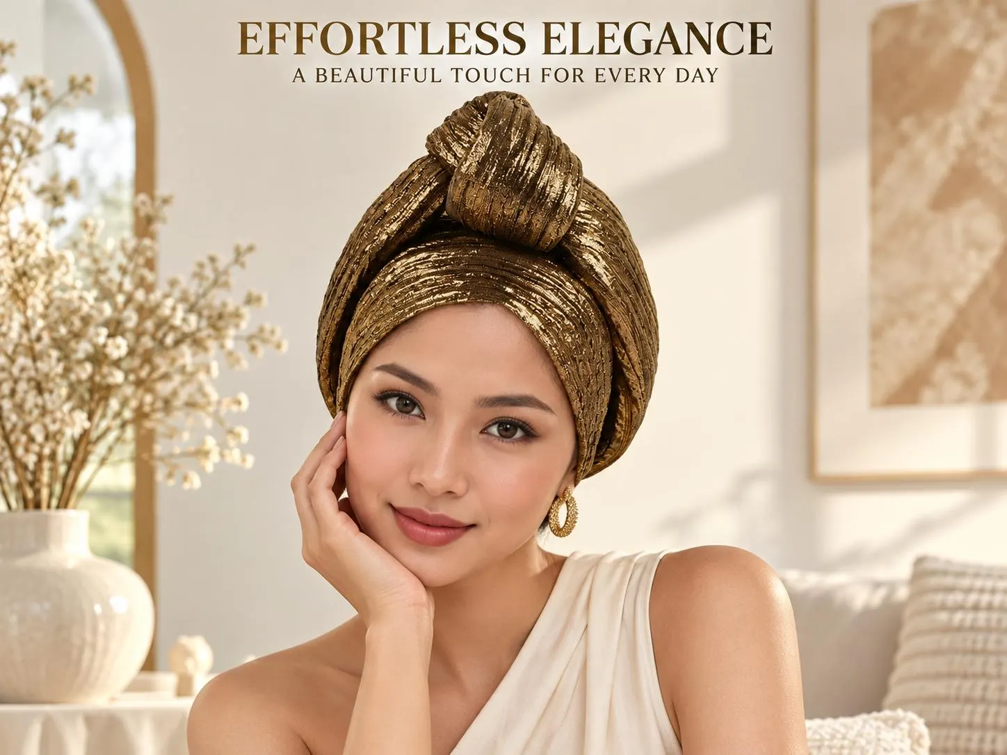 Womens Stretch Beanie Turban Cap Hair Wrap Soft Lined Headwear Comfortable Everyday Sleep Cover