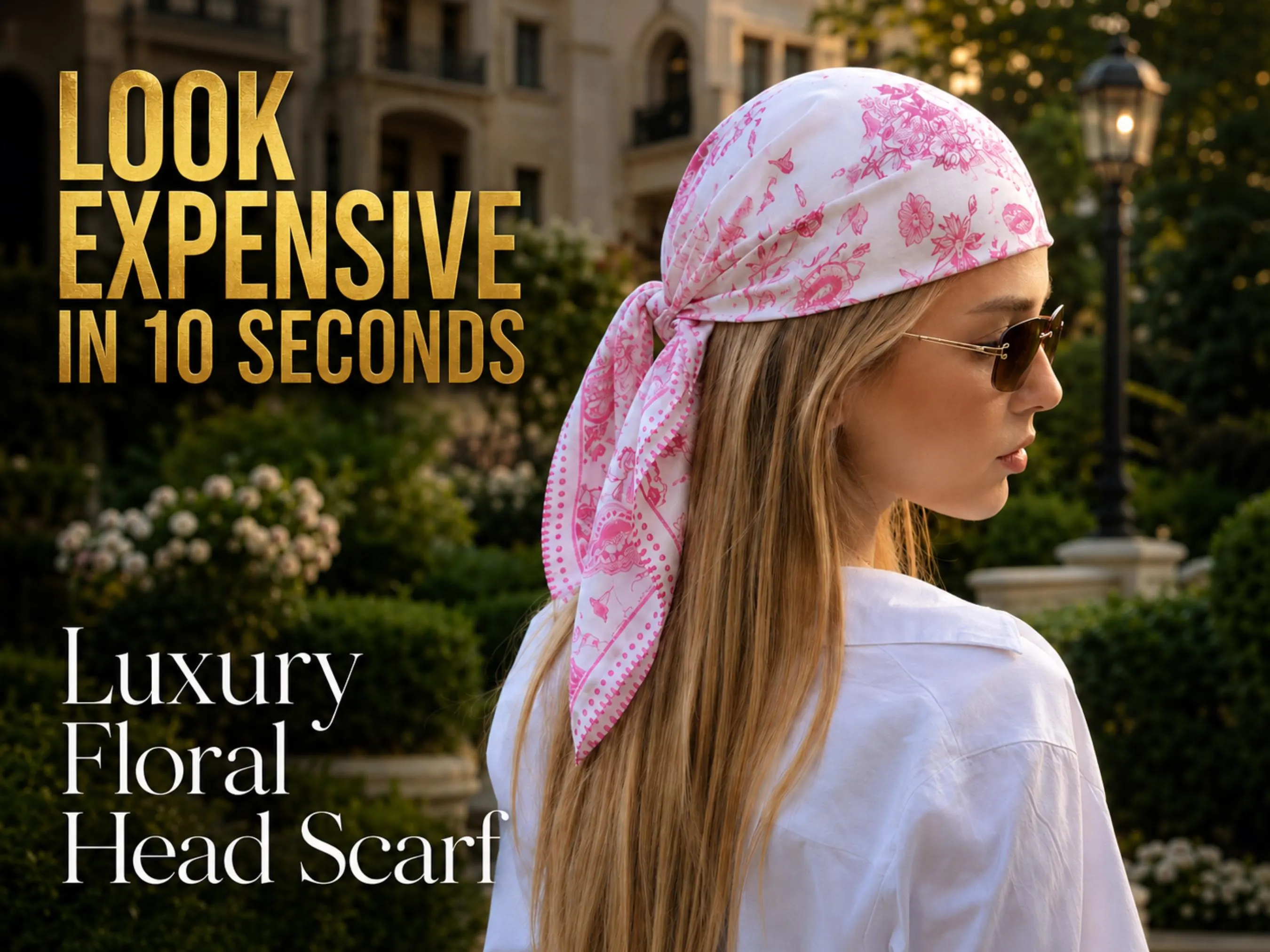 Floral Head Scarf, Women's Hair Wrap, Satin Feel Scarf, Square Fashion Scarf, Boho Hair Accessory, Chic Head Cover